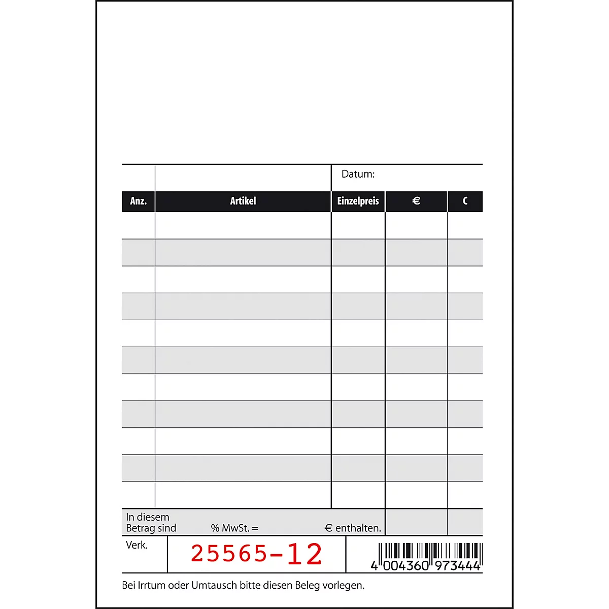 sigel® Kassenblock KC620 100 x 165 mm, 2 x 50 Blatt