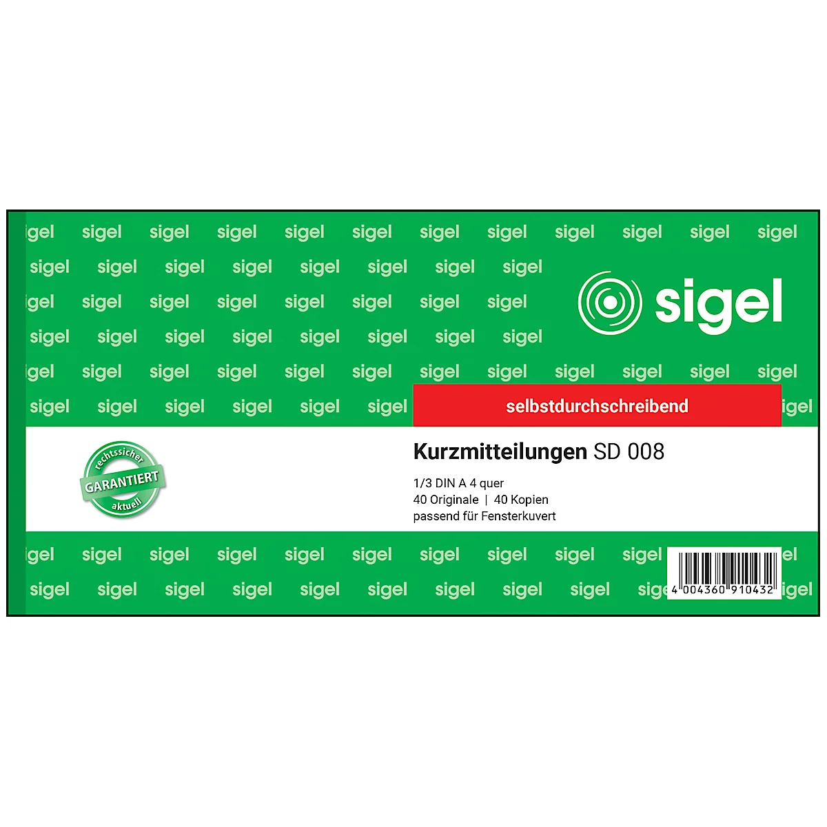 sigel® Kurzmitteilung SD008, 1/3 DIN A3 quer, 2 x 40 Blatt