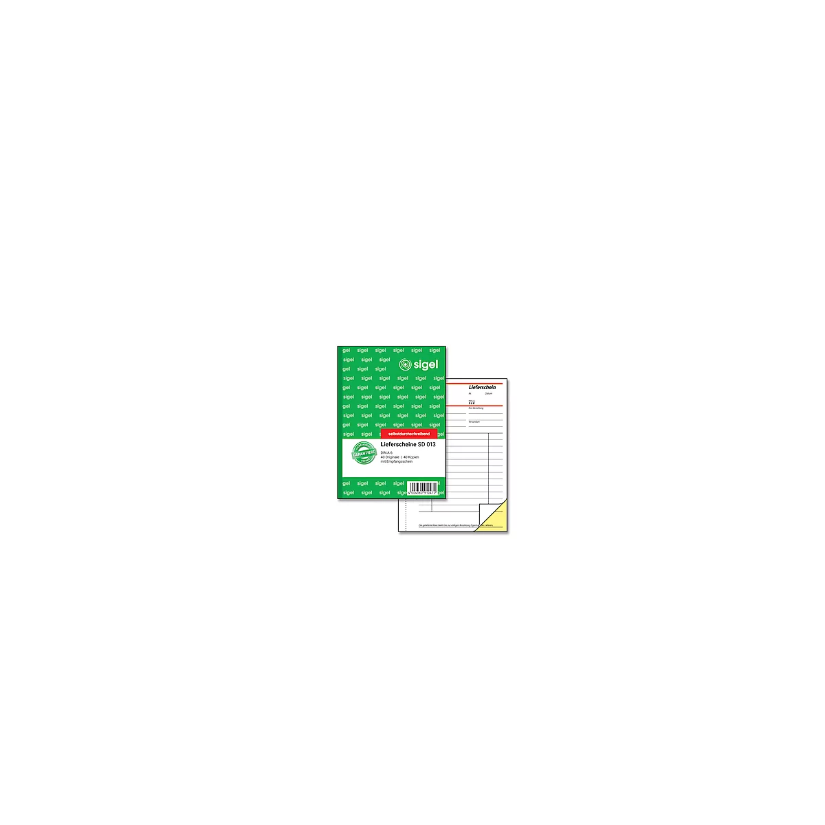 sigel® Lieferschein mit Empfangsschein SD 013, DIN A6 hoch, 2 x 40 Blatt, selbstdurchschreibend