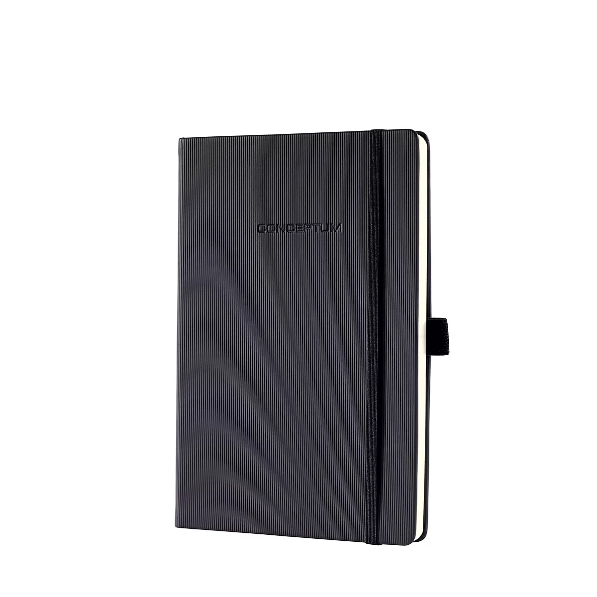 Black notebook with elastic band and the word CONCEPTUM.