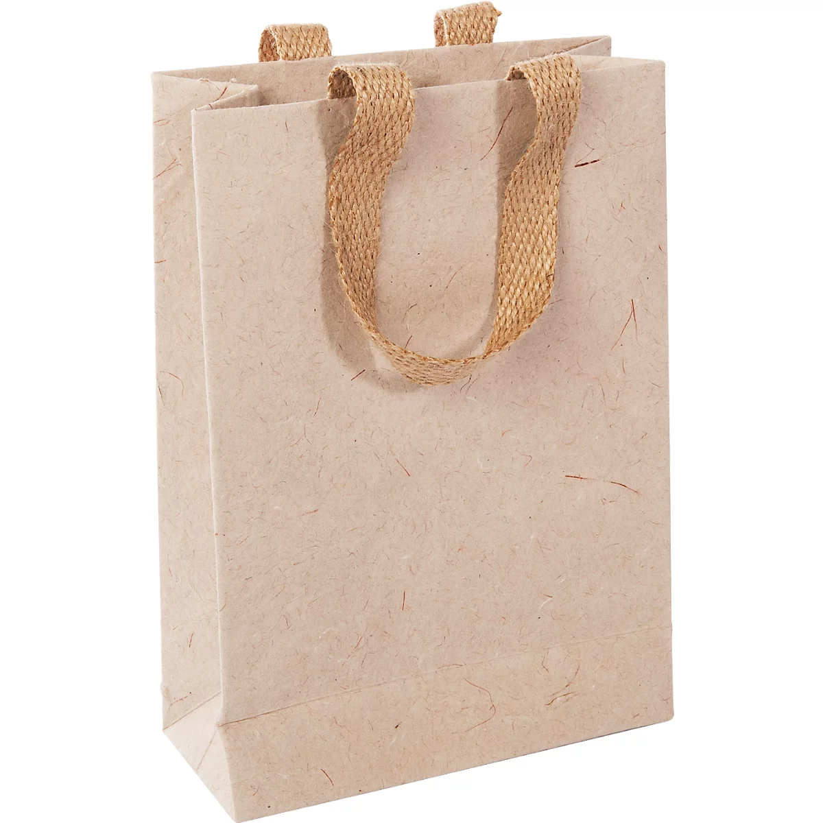 Sigel Pochette cadeau Natural Red Coco, taille S, avec fond et larges poignées en jute, L 80 x l 190 x H 280 mm, papier en fibres de jute, beige, 5 pièces
