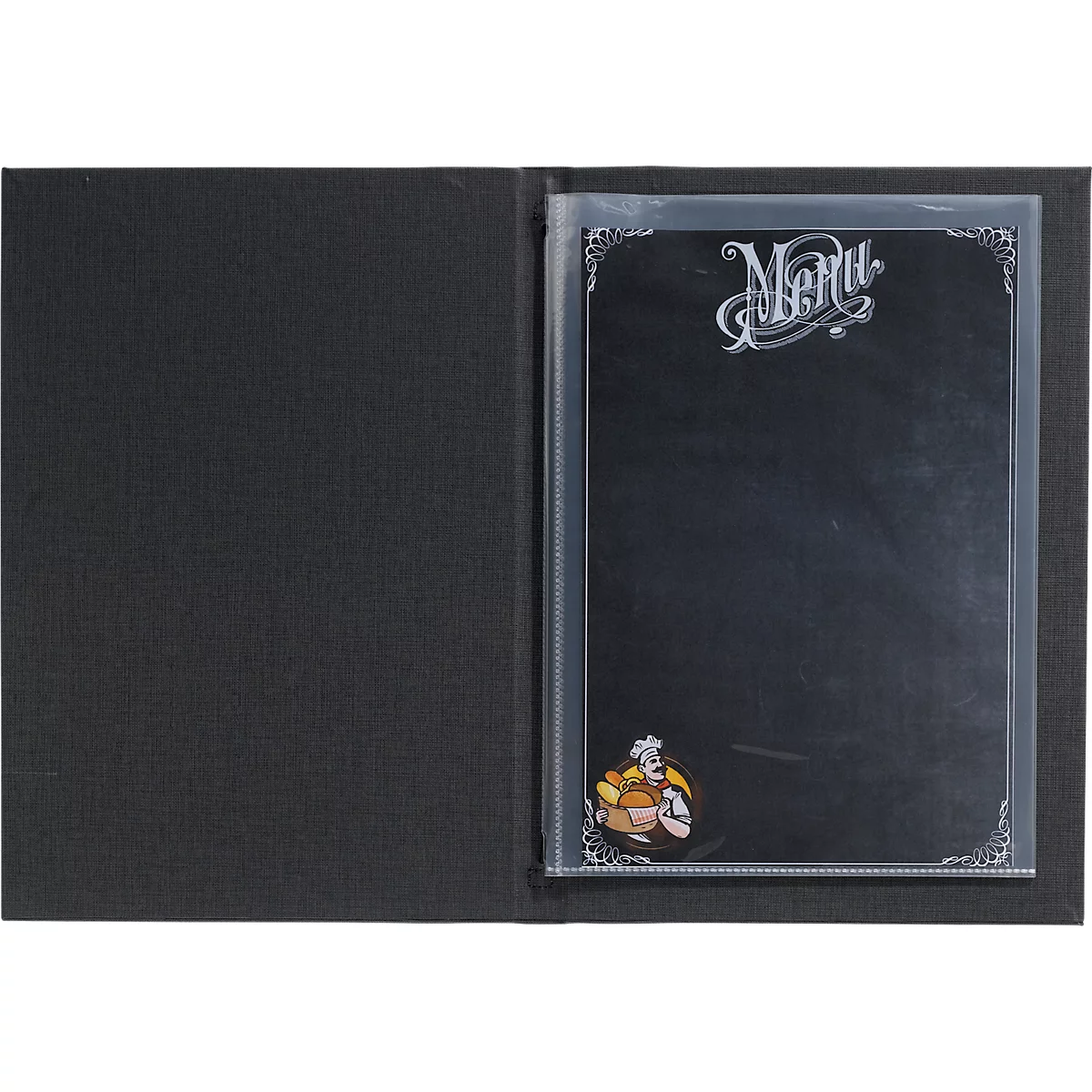 Sigel Porte-menus, DIN A4, reliure en caoutchouc, gaufré, anthracite, 5 pièces + 2 pochettes transparentes doubles