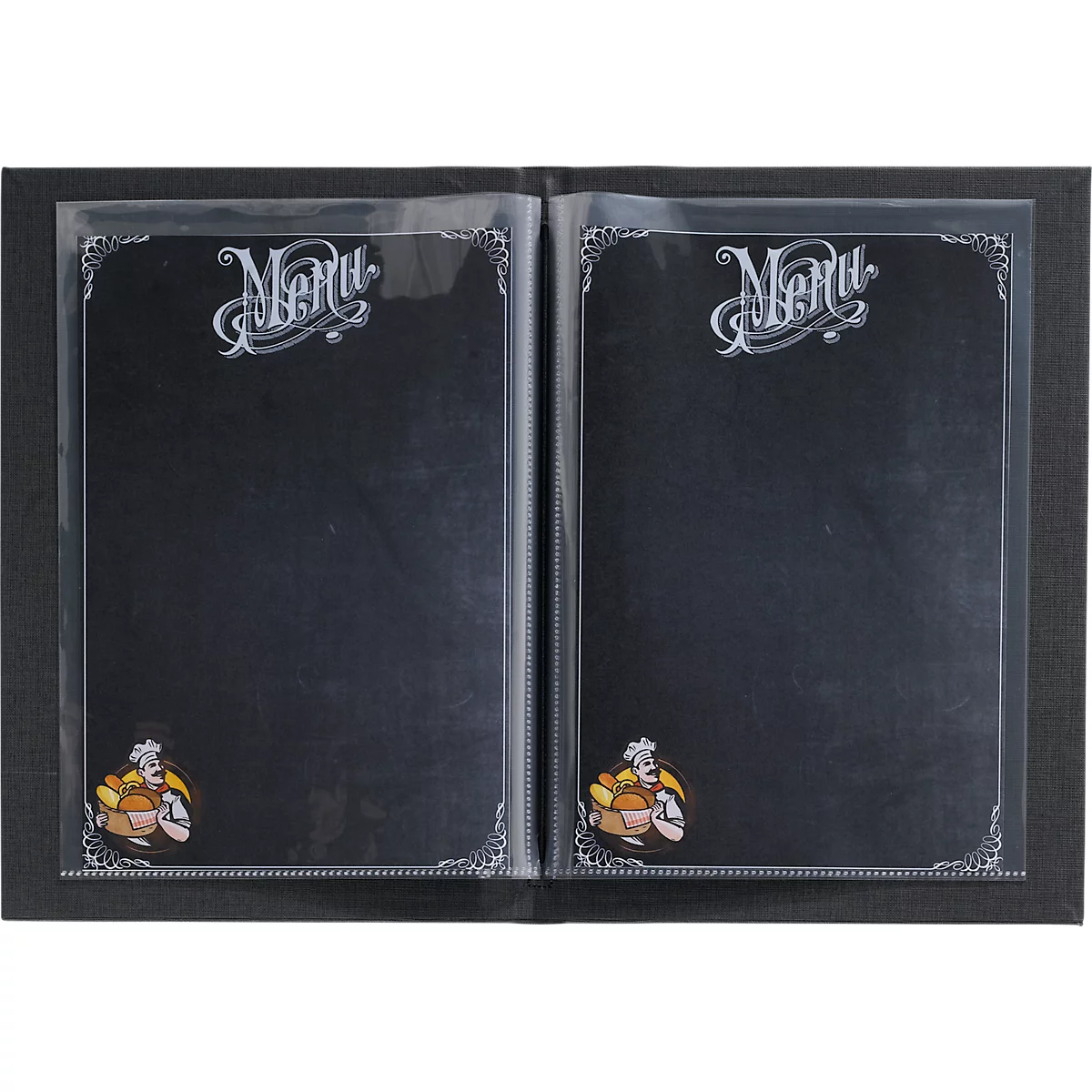 Sigel Porte-menus, DIN A4, reliure en caoutchouc, gaufré, anthracite, 5 pièces + 2 pochettes transparentes doubles