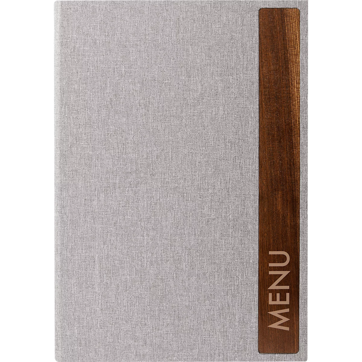 Sigel Porte-menus SM222, A4, incl. 2 pochettes transparentes doubles pour 8 pages A4, reliure caoutchouc, bois/PU, marron-gris clair, 1 pièce