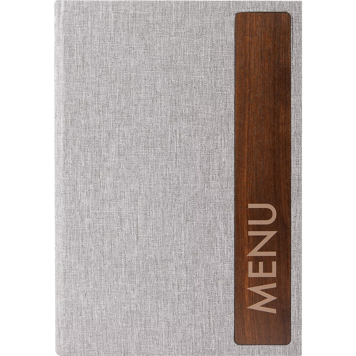 Sigel Porte-menus SM223, A5, incl. 2 pochettes transparentes doubles pour 8 pages A5, reliure caoutchouc, bois/PU, marron-gris clair, 1 pièce