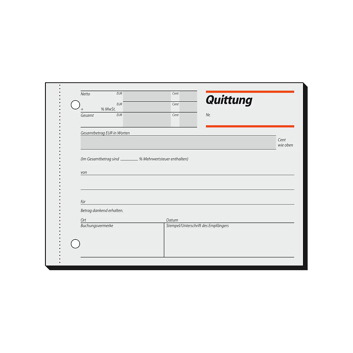 sigel® Quittung RC021, DIN A6 quer, 100 Blatt, Recyclingpapier mit Sicherheitsdruck