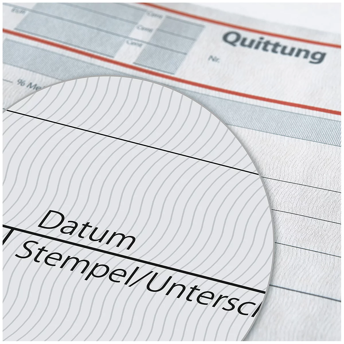 Close-up of a receipt form with the words 'Date' and 'Stamp/Signature'.