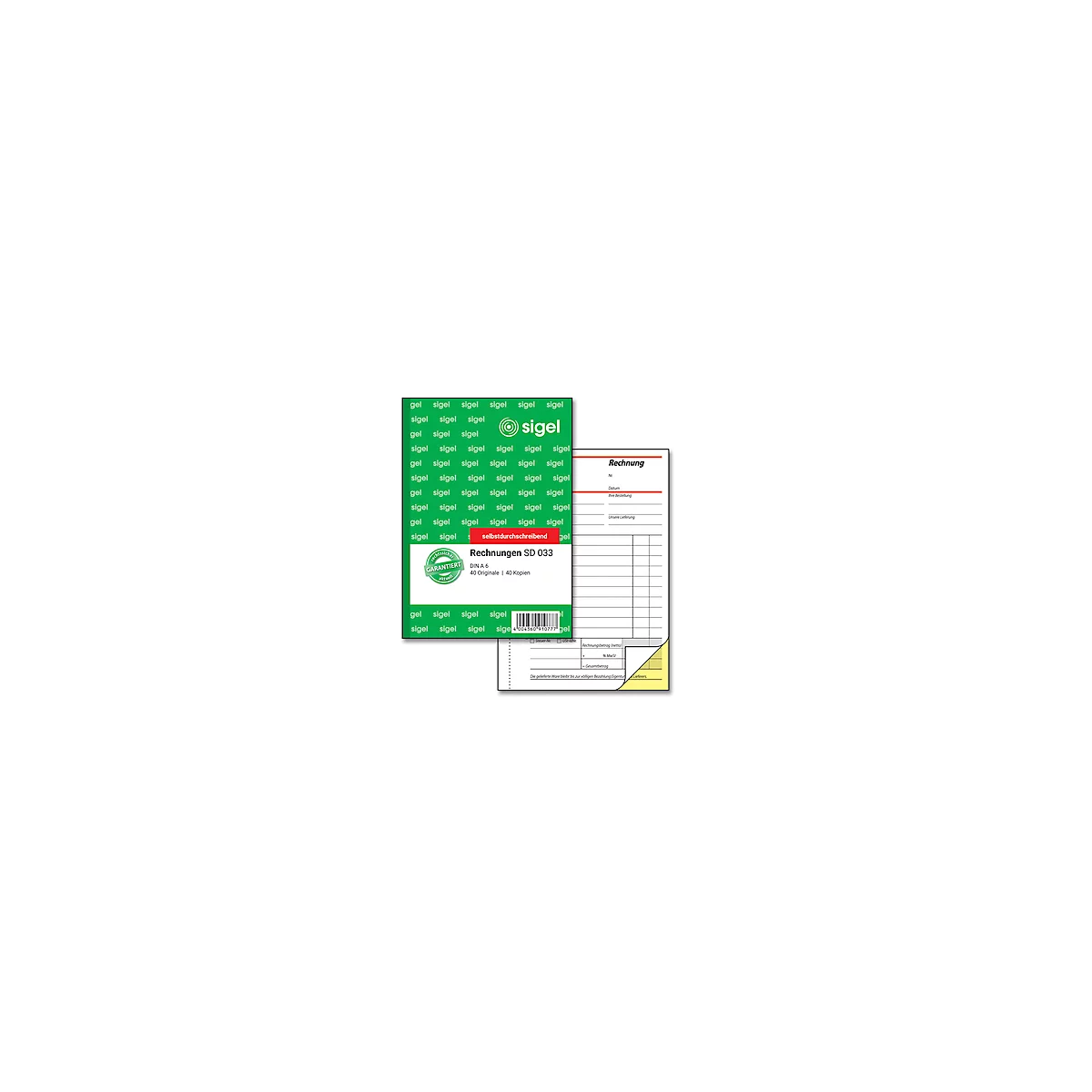 sigel® Rechnungsbuch SD033, DIN A6 hoch, 2 x 40 Blatt, selbstdurchschreibend