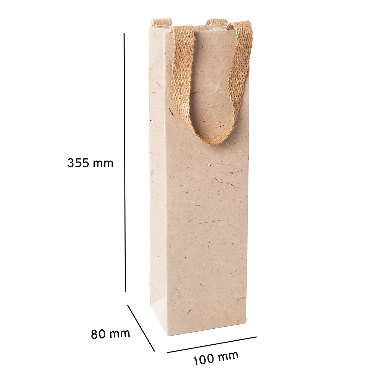 Sigel Sac pour bouteilles Natural Red Coco, taille S, avec fond et larges poignées en jute, L 80 x l 100 x H 355 mm, papier en fibres de jute, beige, 5 pièces
