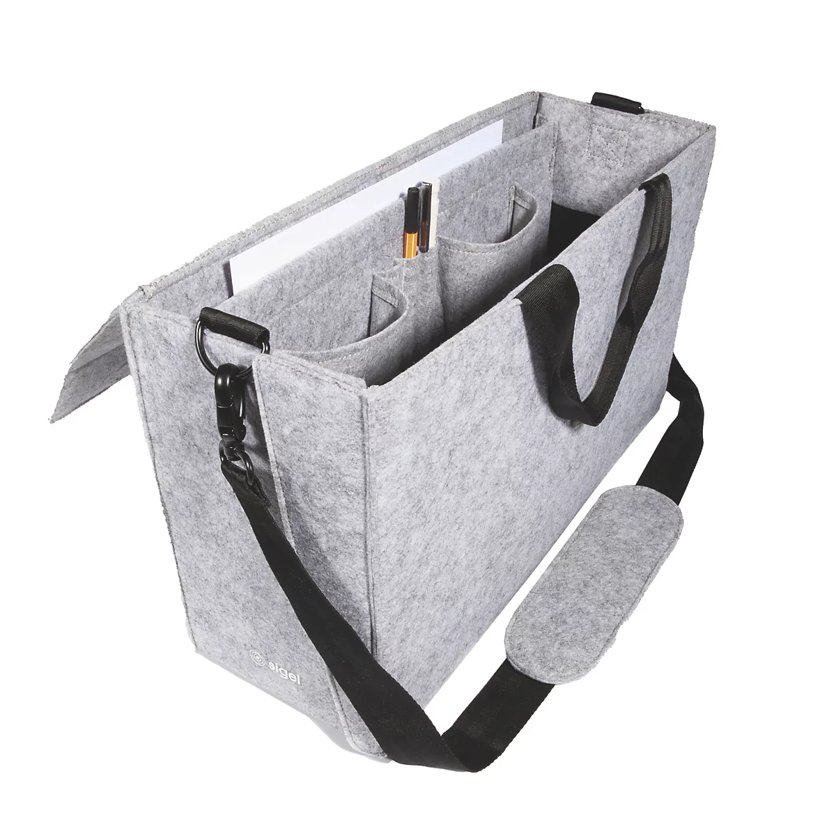 Sigel sacoche pour ordinateur portable Desk Sharing Bag Workspace M/L, pour 1 ordinateur portable jusqu'à 16″, feutre synthétique, gris clair