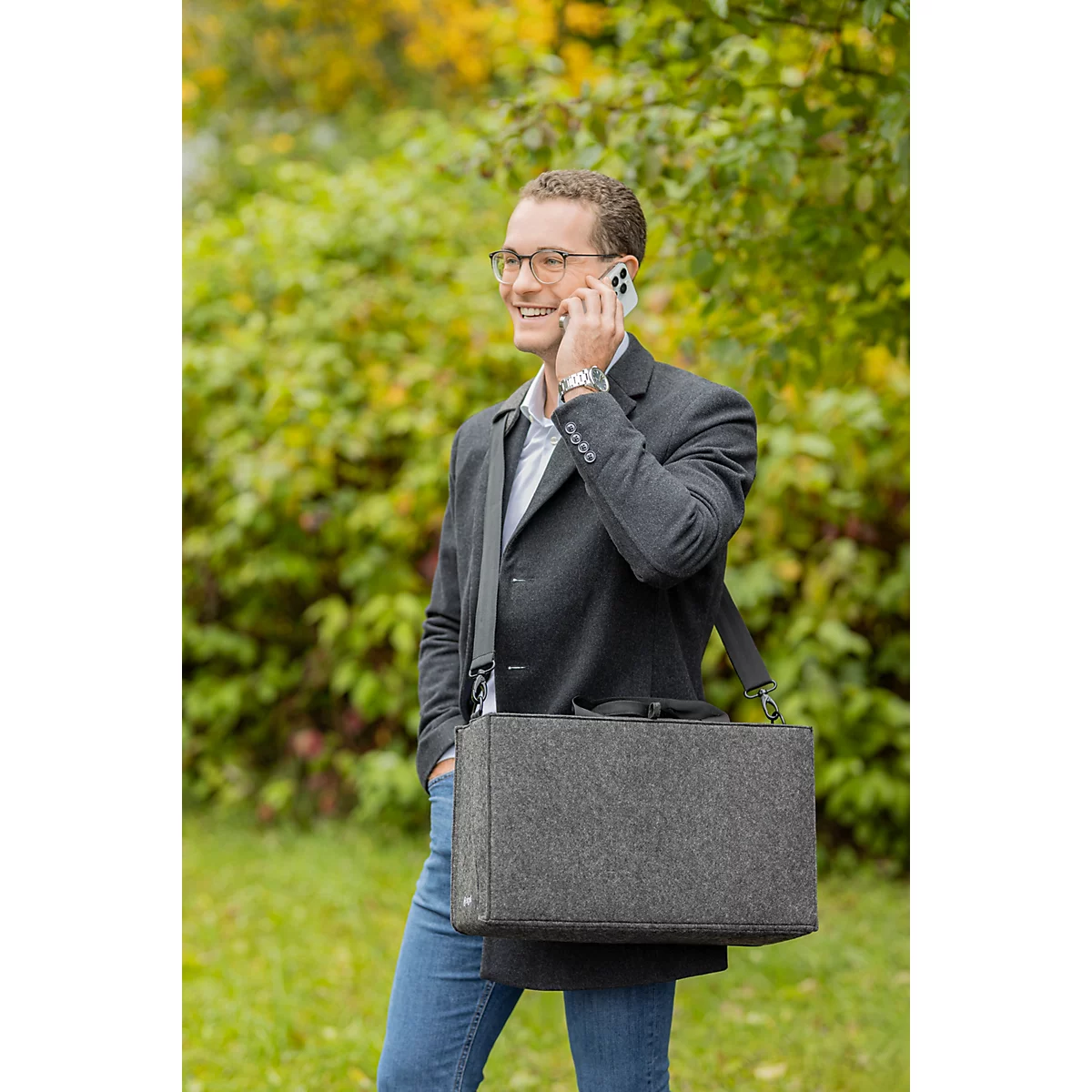 Sigel sacoche pour ordinateur portable Desk Sharing Bag Workspace M/L, pour 1 ordinateur portable jusqu'à 16″, feutre synthétique, gris foncé