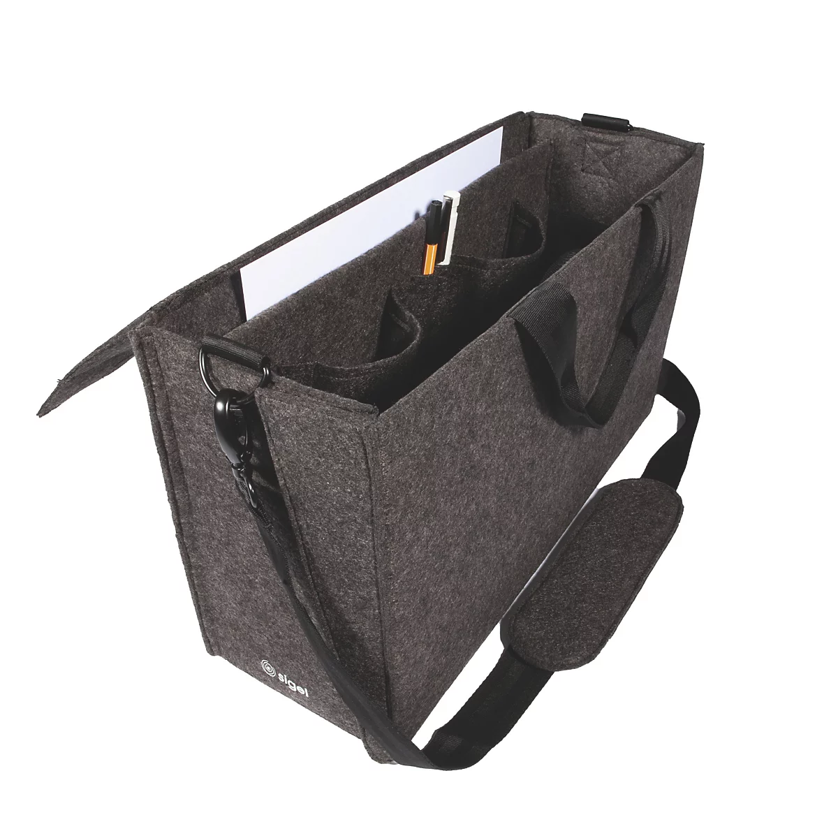 Sigel sacoche pour ordinateur portable Desk Sharing Bag Workspace M/L, pour 1 ordinateur portable jusqu'à 16″, feutre synthétique, gris foncé