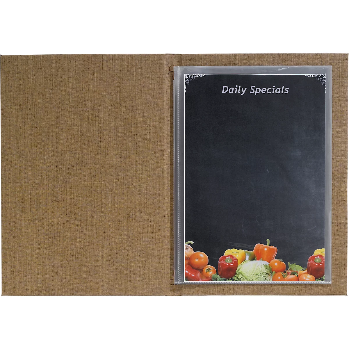 Sigel Sparset, 5 chemises pour menus avec 10 pochettes transparentes, 50 papiers à motifs 'Marbre', beige