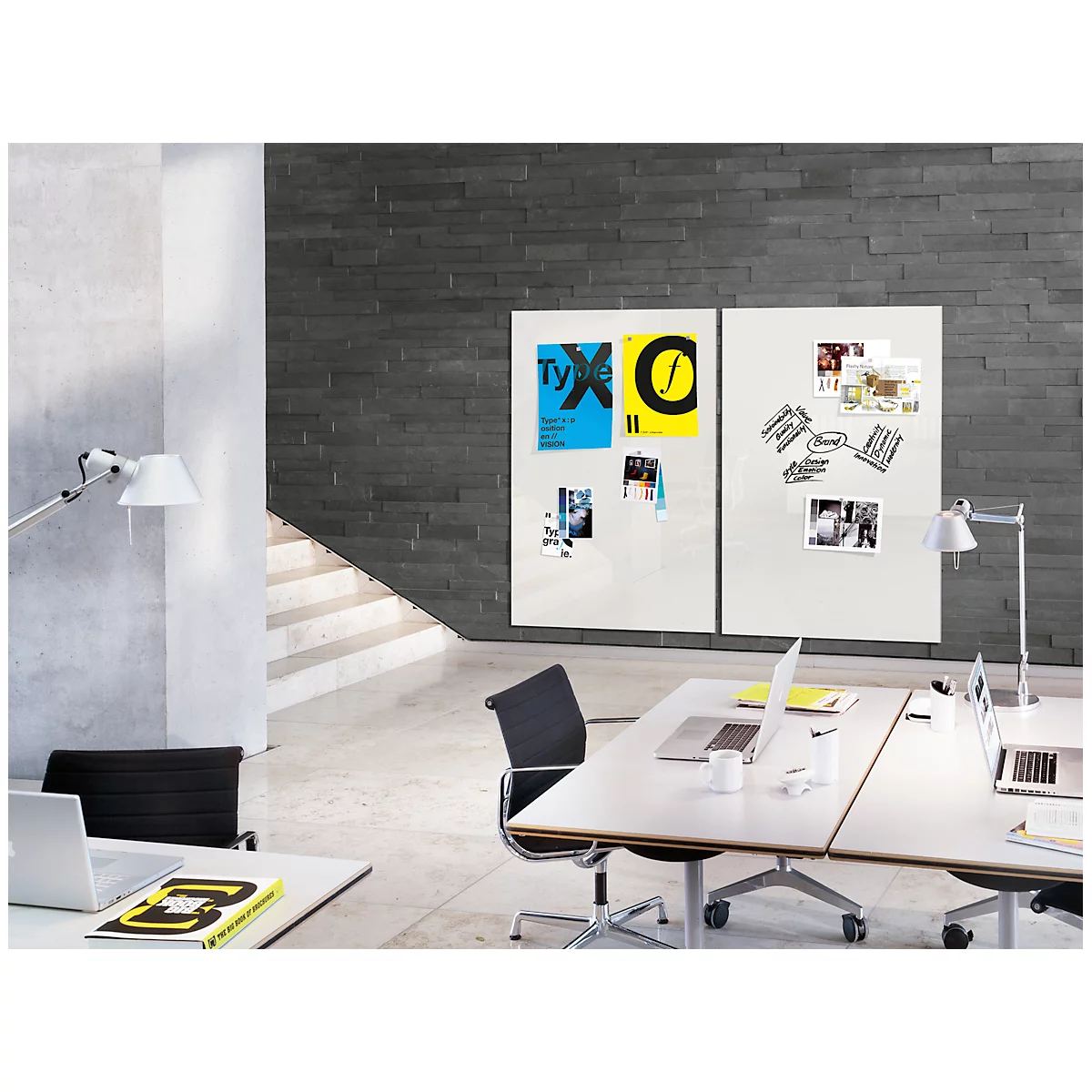 Sigel Tableau blanc en verre Artverum, brillant, super blanc, magnétique, 1800 x 1200 mm + 2 aimants SuperDym