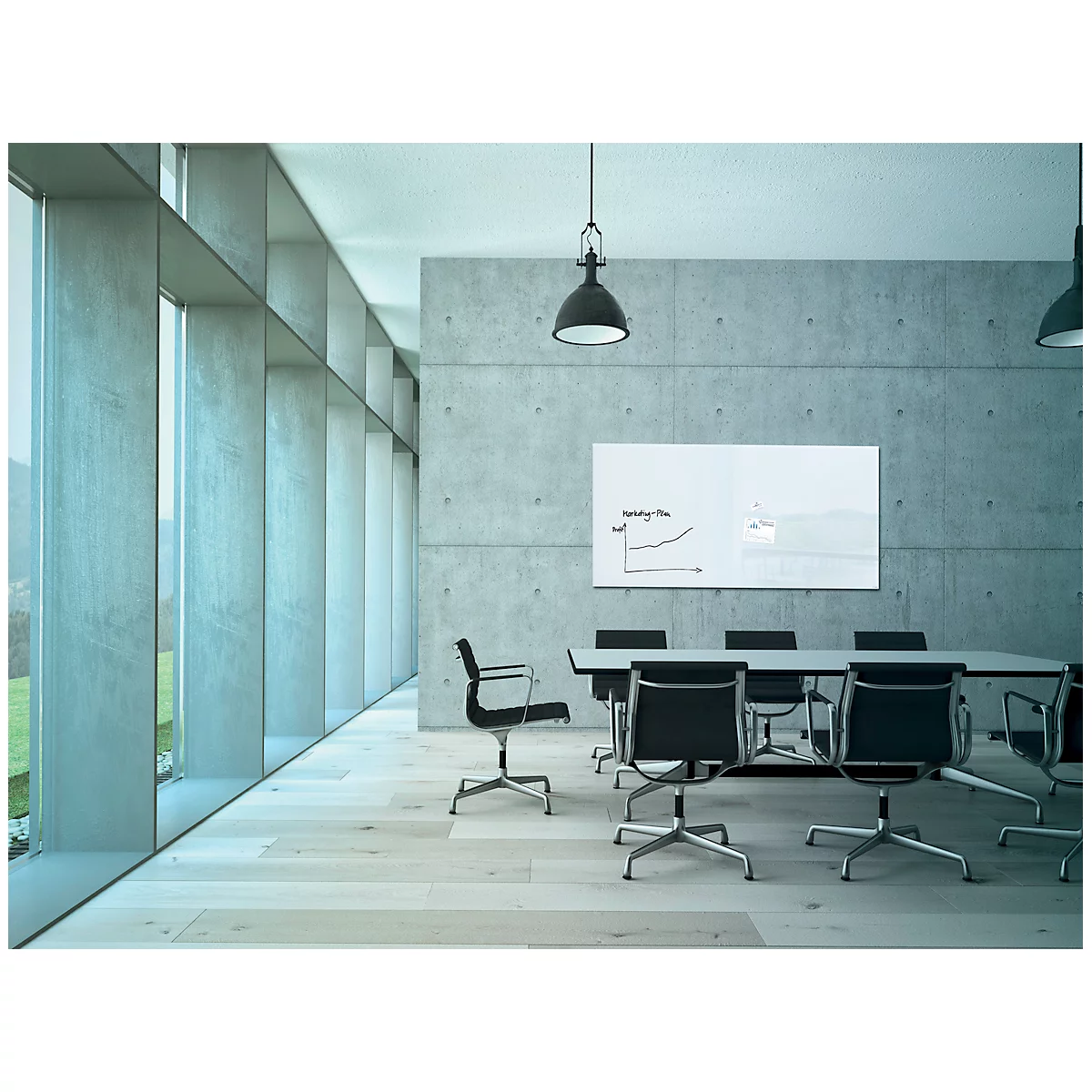 Sigel Tableau blanc en verre Artverum, brillant, super blanc, magnétique, 2000 x 1000 mm + 2 aimants SuperDym