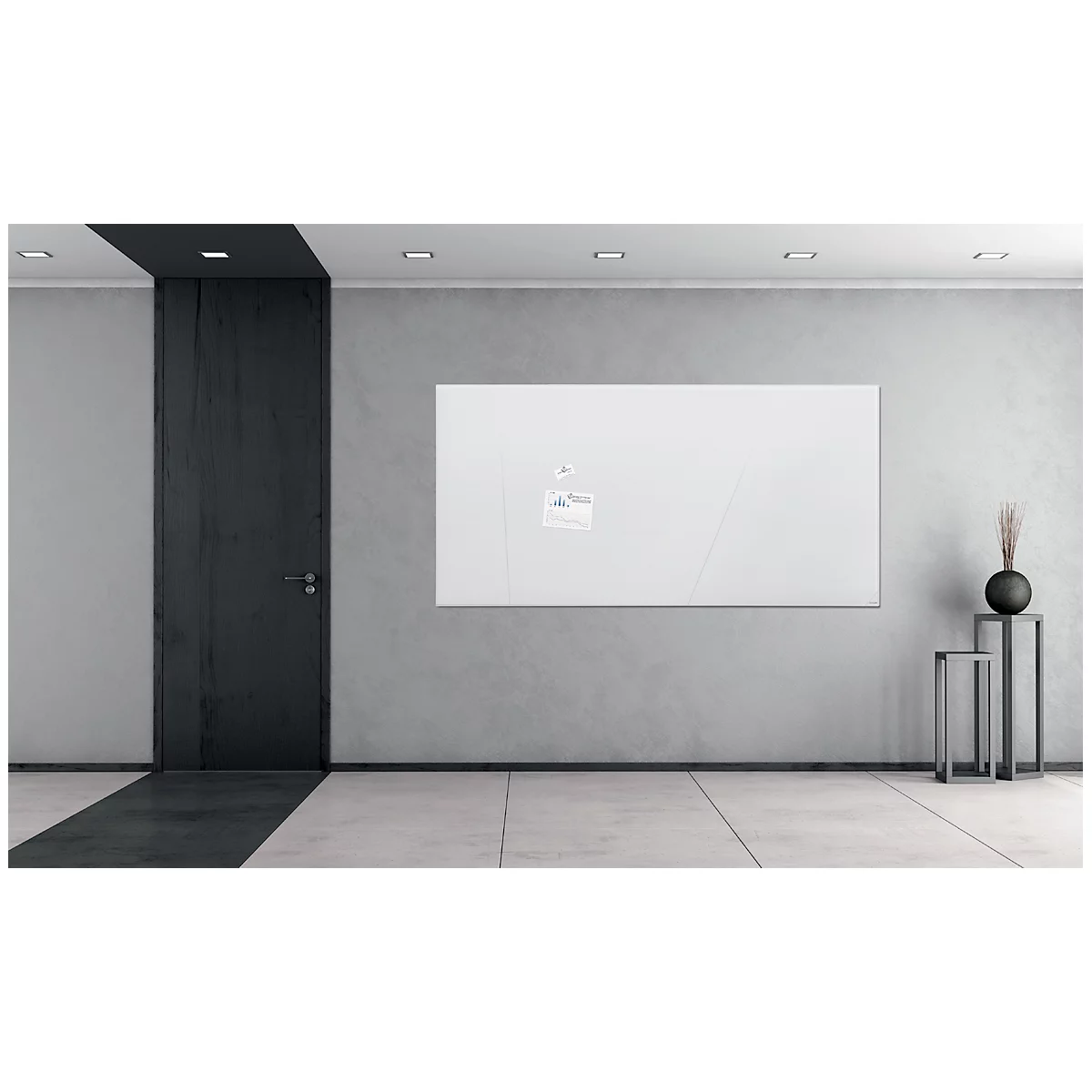 Sigel Tableau blanc en verre Artverum, brillant, super blanc, magnétique, 2000 x 1000 mm + 2 aimants SuperDym