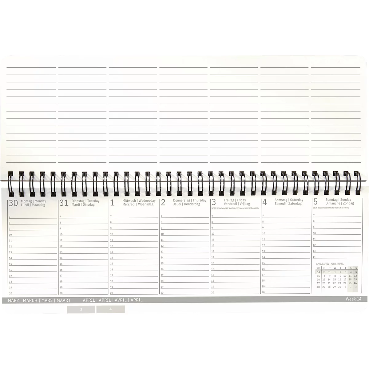 Sigel Tischquerkalender Conceptum 2027, 132 Seiten, 2 Seiten = unten Woche/oben Notizseite, Ringösenbindung, PU-Hardcover, schwarz