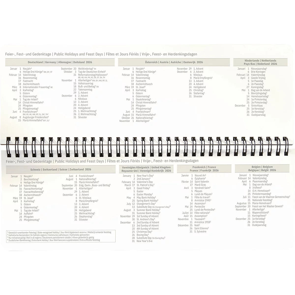 Sigel Tischquerkalender Conceptum 2027, 132 Seiten, 2 Seiten = unten Woche/oben Notizseite, Ringösenbindung, PU-Hardcover, schwarz