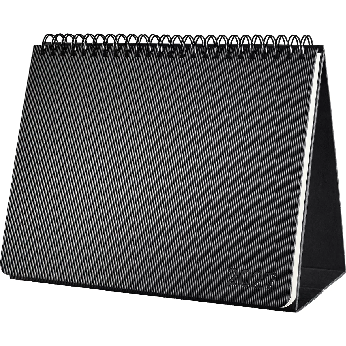 Sigel Tischquerkalender Conceptum 2027, A5, für 1 Jahr, 144 Seiten, 2 Seiten = unten Monat/oben Notizseite, Ringösenbindung, PU-Hardcover, schwarz