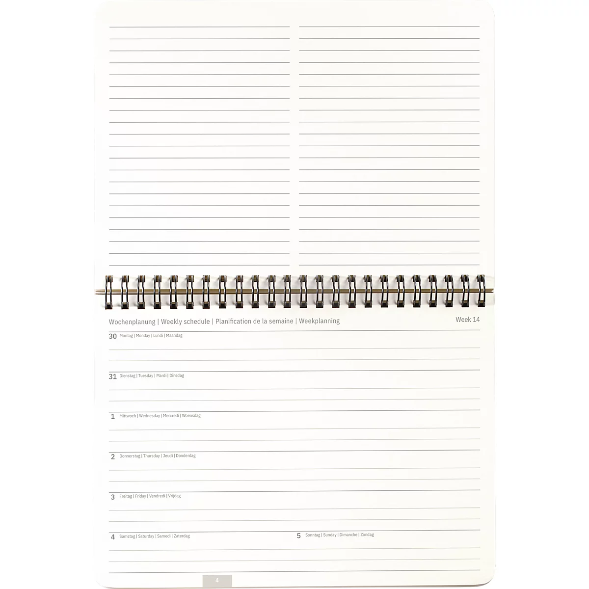 Sigel Tischquerkalender Conceptum 2027, A5, für 1 Jahr, 144 Seiten, 2 Seiten = unten Monat/oben Notizseite, Ringösenbindung, PU-Hardcover, schwarz