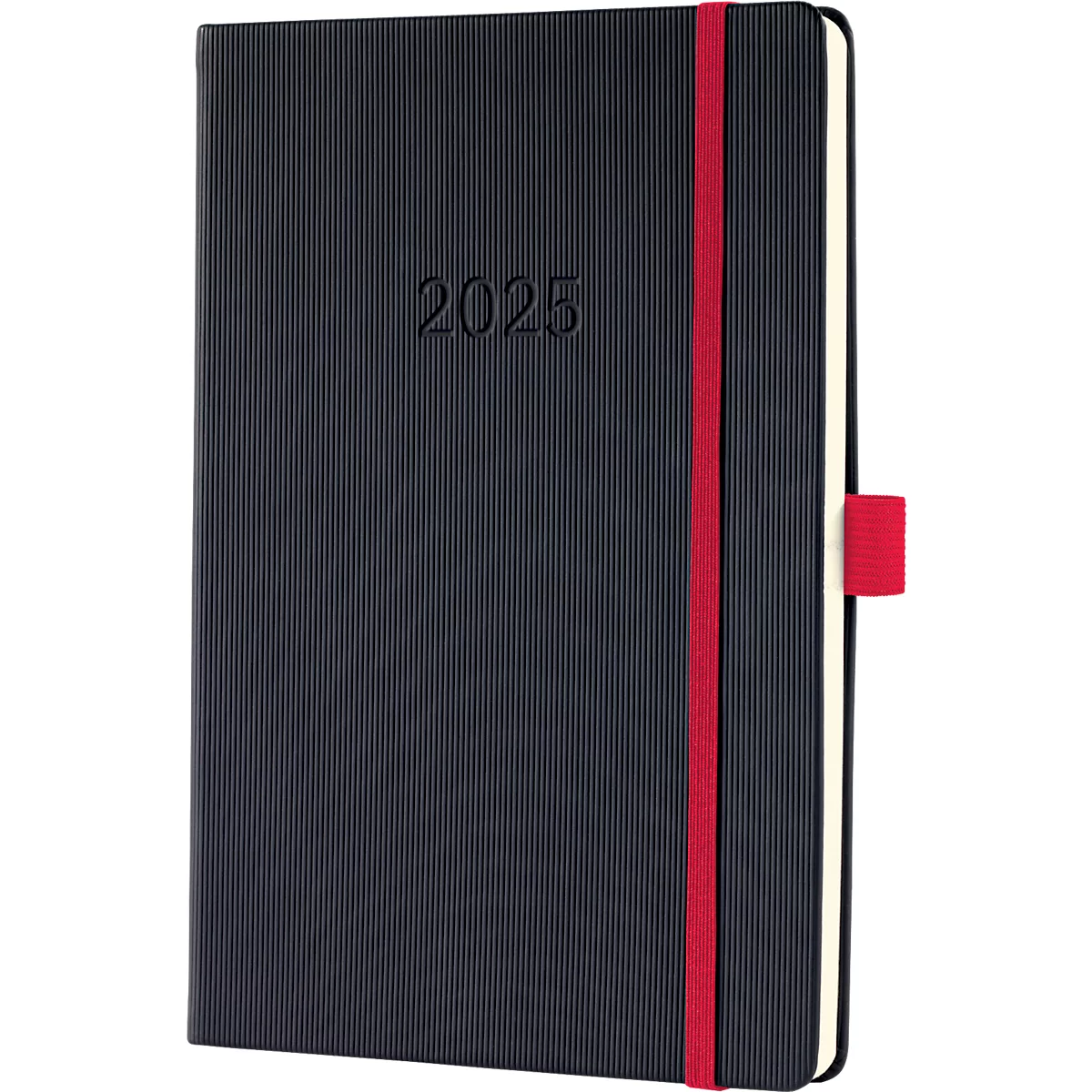 Sigel weekkalender 'Conceptum 2025', 192 pagina's, DIN A5, geruit, softwave-oppervlak, elastieksluiting, DE/EN/FR/NL, zwart-rood