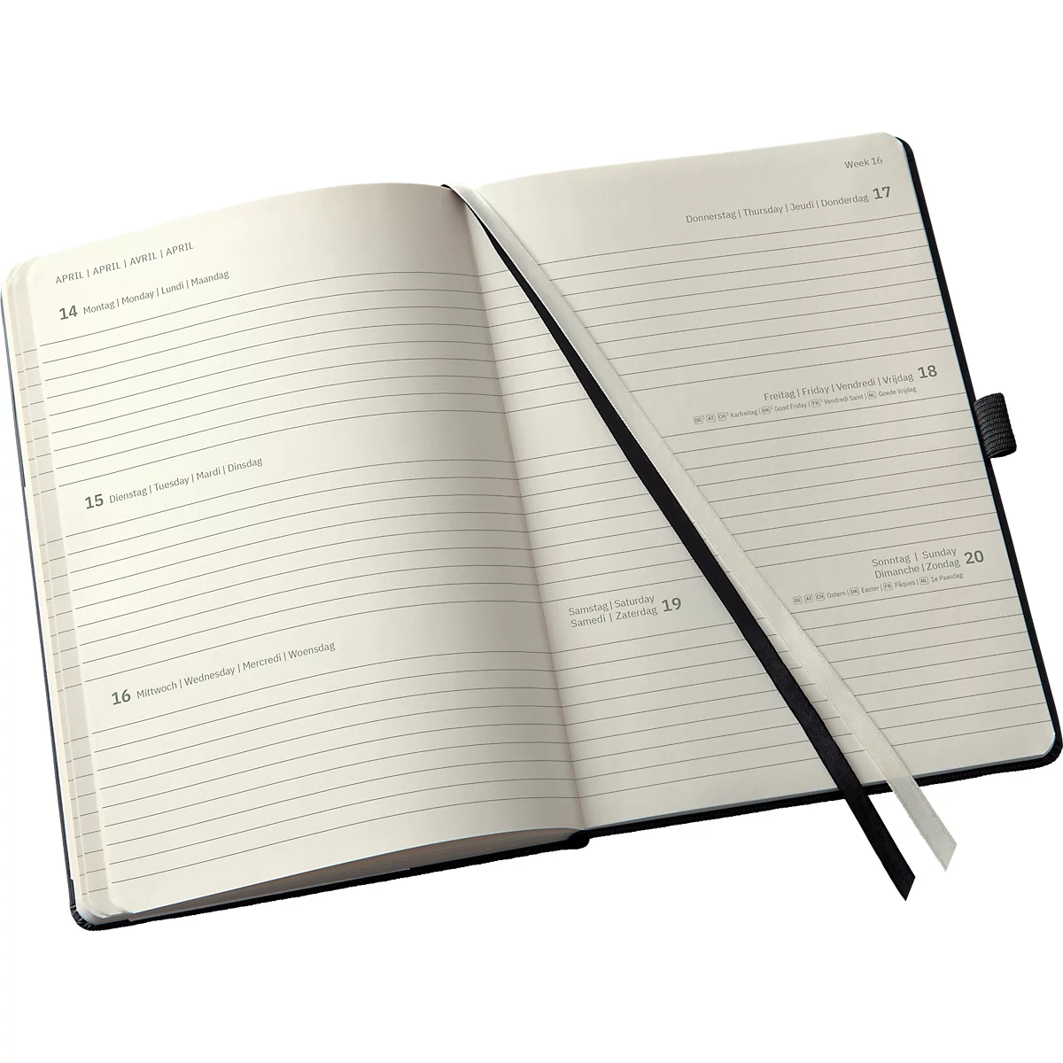 Sigel Wochenkalender 'Conceptum 2025', 192 Seiten, kariert, DIN A5, DE/EN/FR/NL, schwarz