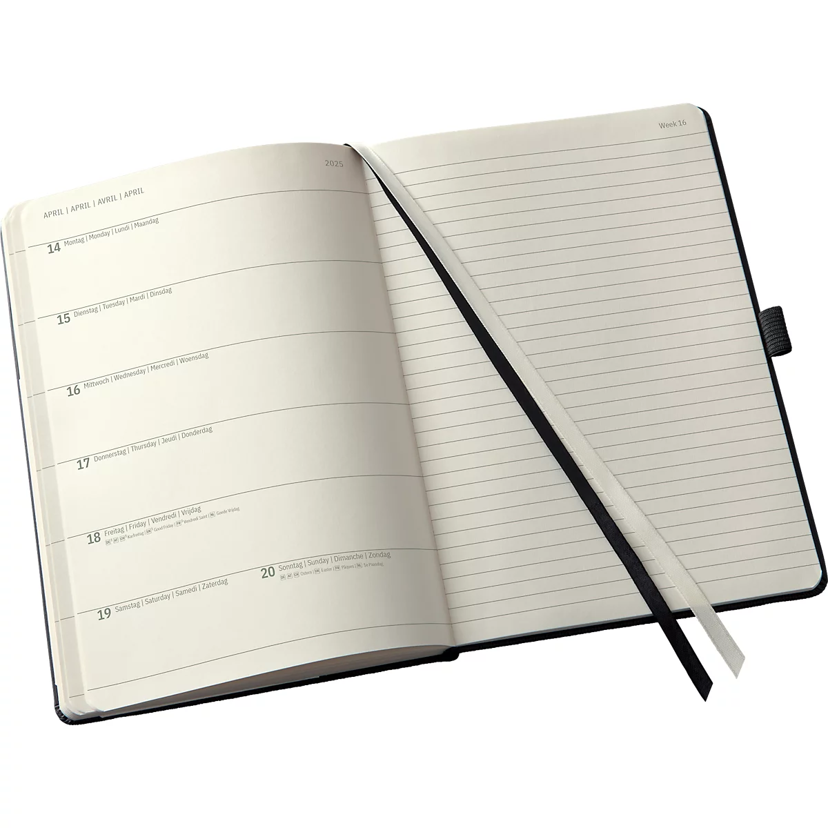 Sigel Wochennotiz-Kalender Conceptum 2024/2025, A5, Hardcover, 256 Seiten, mit Stifteschlaufe & Gummibandverschluss, B 148 x T 23 x H 213 mm, schwarz