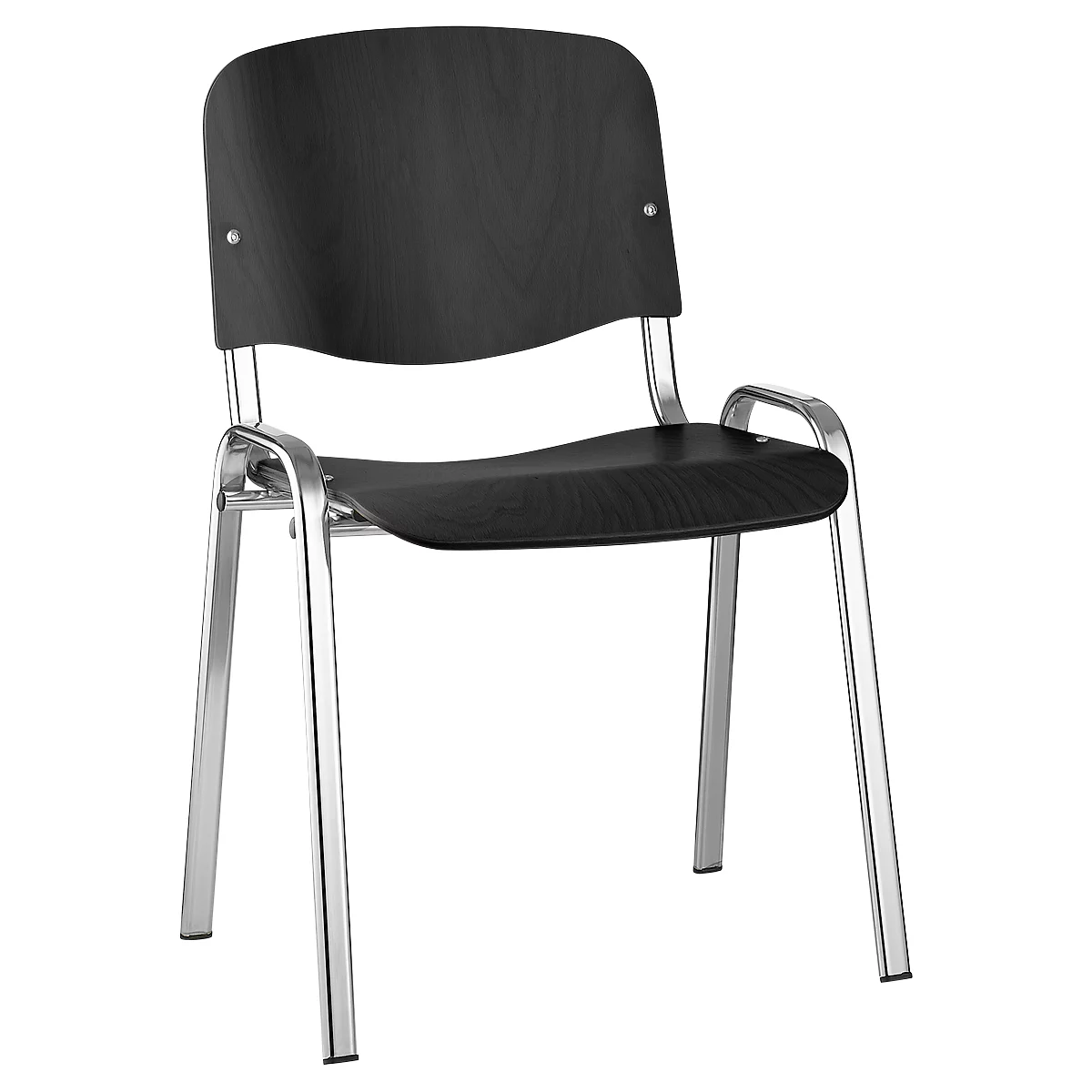 Silla apilable ISO Madera, apilable hasta 12 piezas, negro