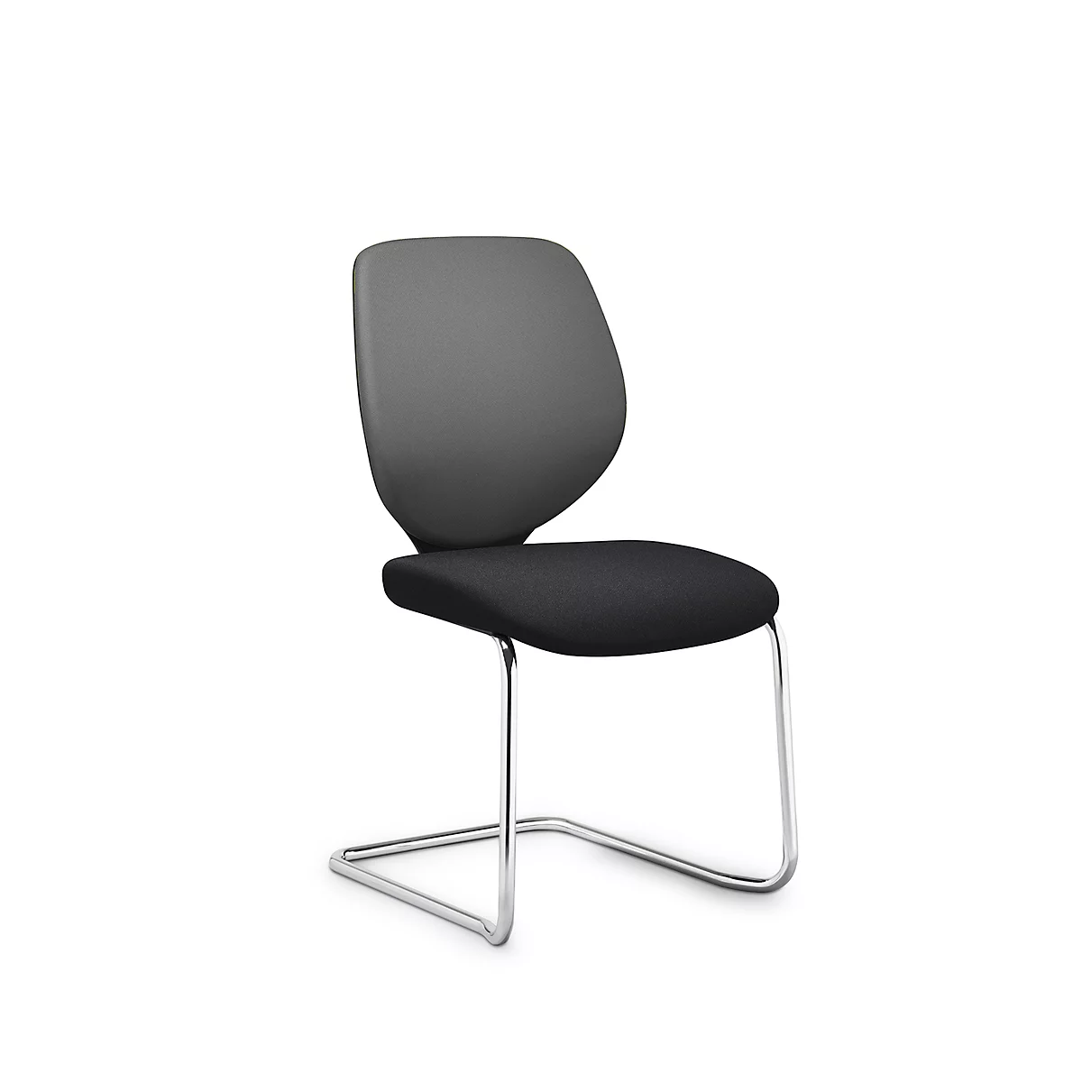 Silla cantilever GIROFLEX 353, respaldo acolchado, tubo de acero de precisión, apilable, sin reposabrazos, gris/negro