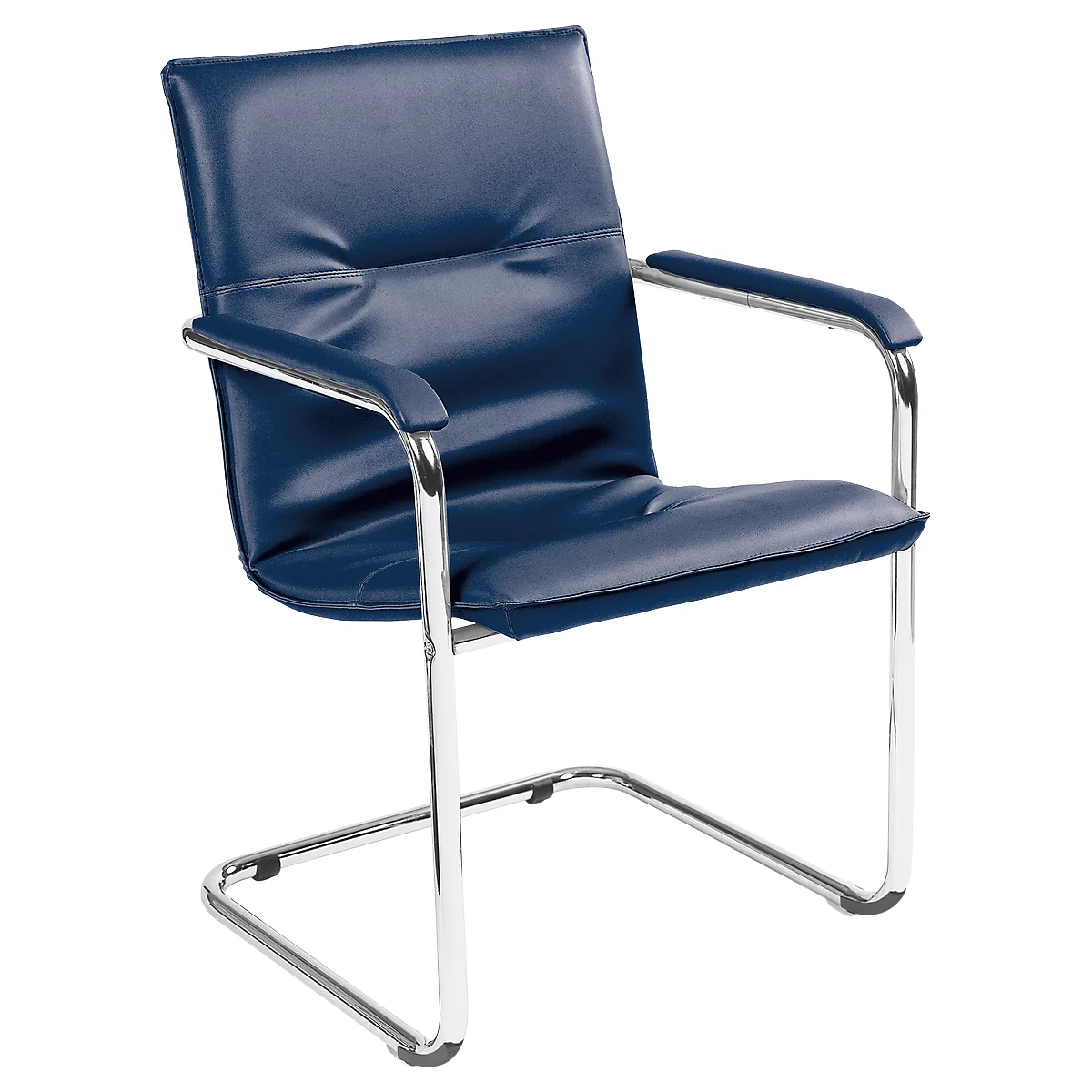 Silla cantilever Rumba, cuero sintético, azul