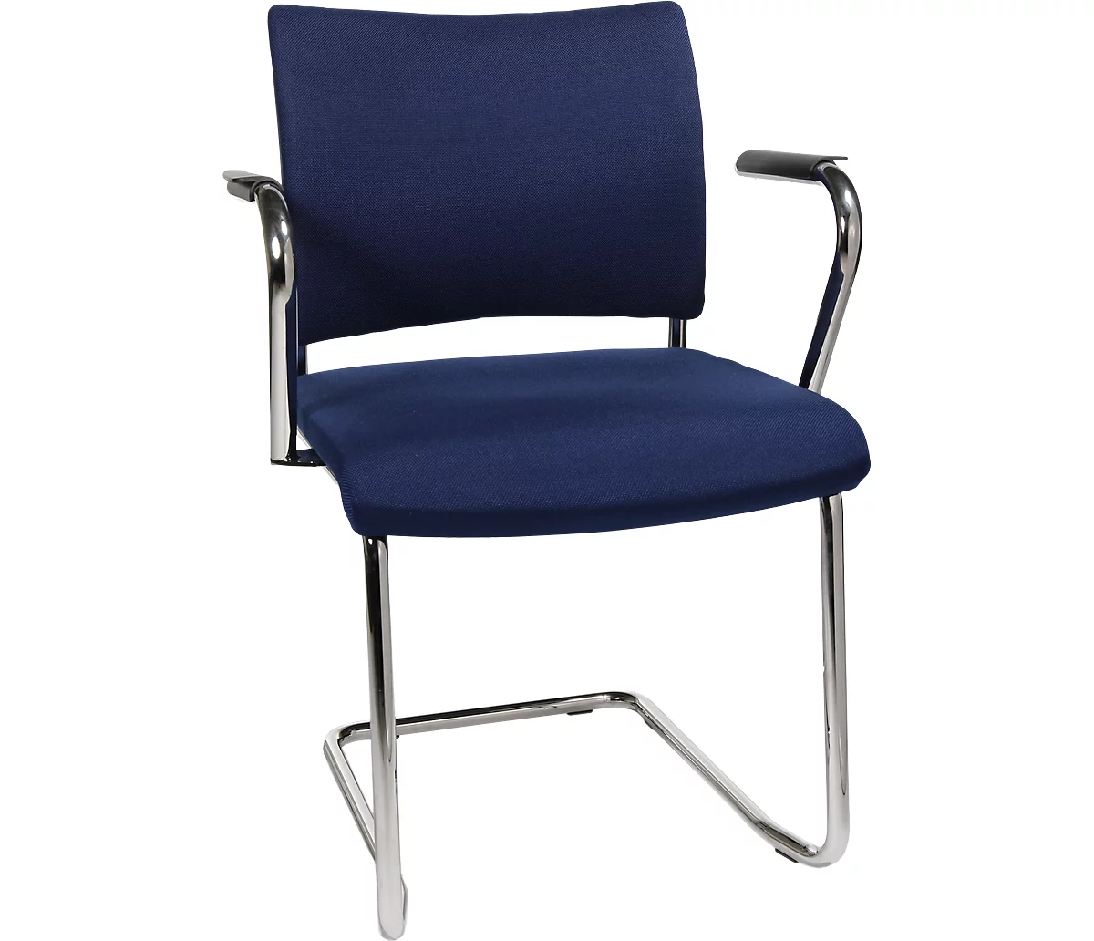 Silla cantilever SEAT POINT, acolchado, sin reposabrazos, apilable, juego de 2, azul