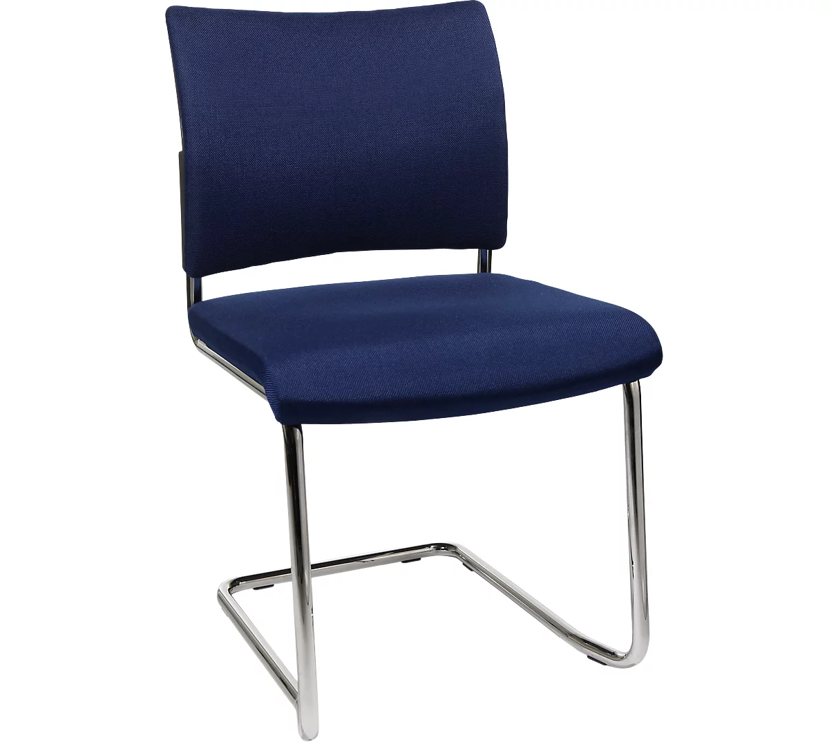 Silla cantilever SEAT POINT, acolchado, sin reposabrazos, apilable, juego de 2, azul