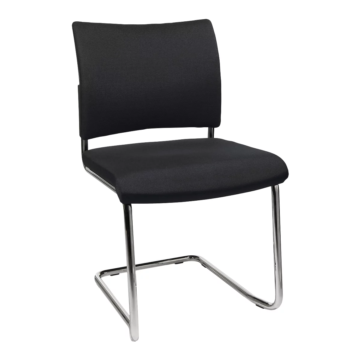 Silla cantilever SEAT POINT, acolchado, sin reposabrazos, apilable, juego de 2, negro