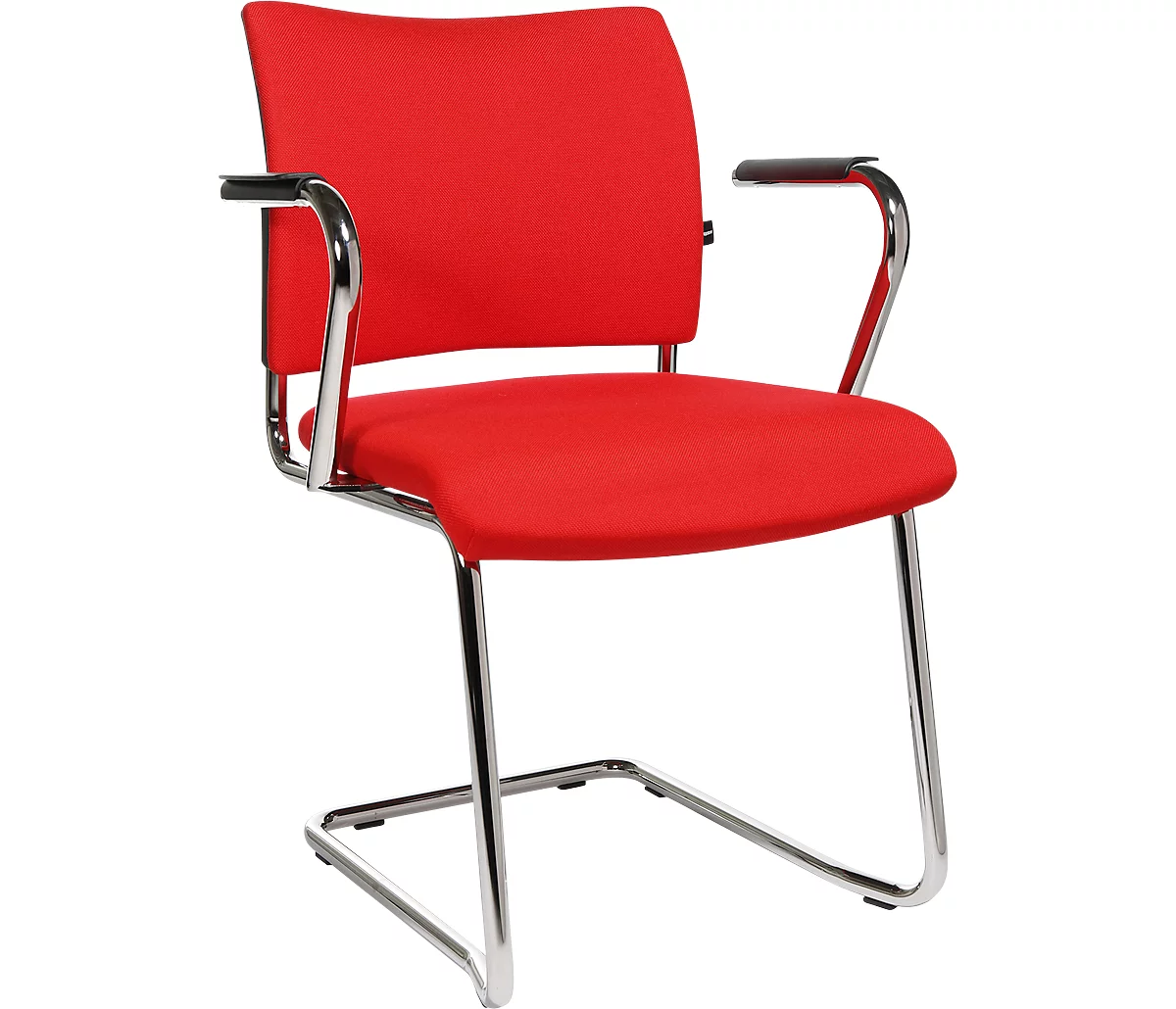 Silla cantilever SEAT POINT, acolchado, sin reposabrazos, apilable, juego de 2, rojo