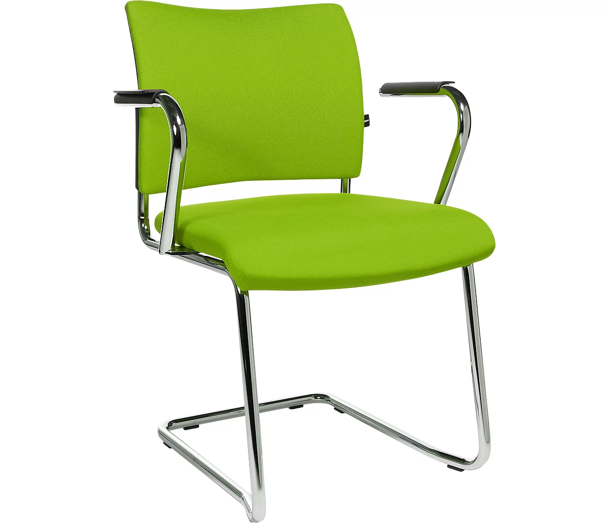 Silla cantilever SEAT POINT, acolchado, sin reposabrazos, apilable, juego de 2, verde