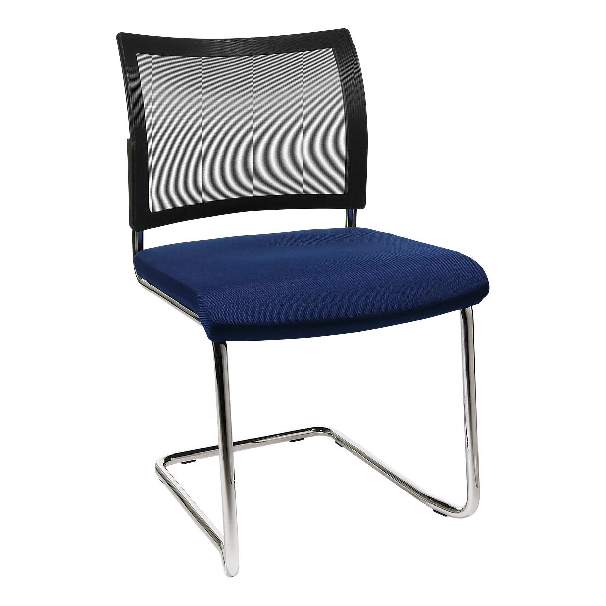 Silla cantilever SEAT POINT, malla, sin reposabrazos, apilable, juego de 2, azul