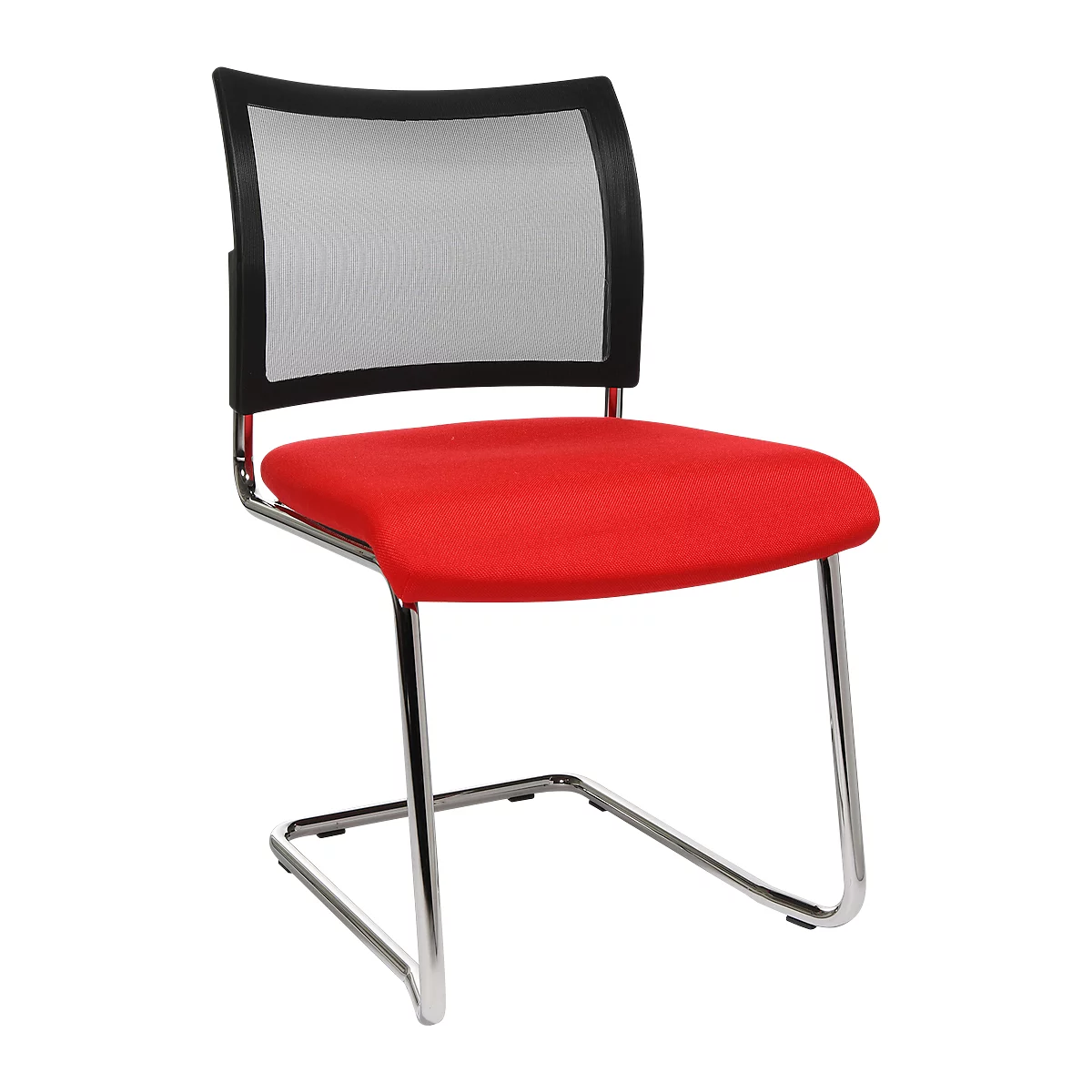 Silla cantilever SEAT POINT, malla, sin reposabrazos, apilable, juego de 2, rojo