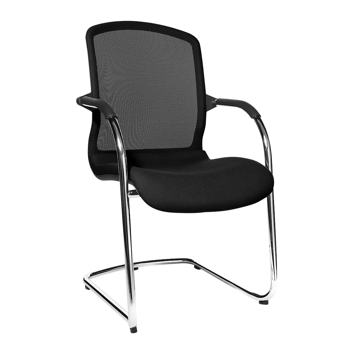 Silla cantilever Topstar OPEN CHAIR 100, respaldo ergonómico, negro, caja de cartón de 2 unidades