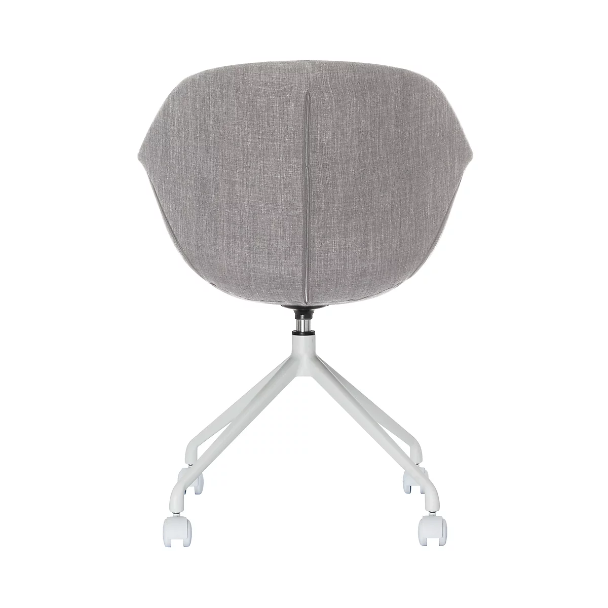 Silla con carcasa Gant, An 620 x P 575 x Al 850 mm, giratorio 360°, ruedas, acolchado, polipropileno y acero barnizado, gris/blanco