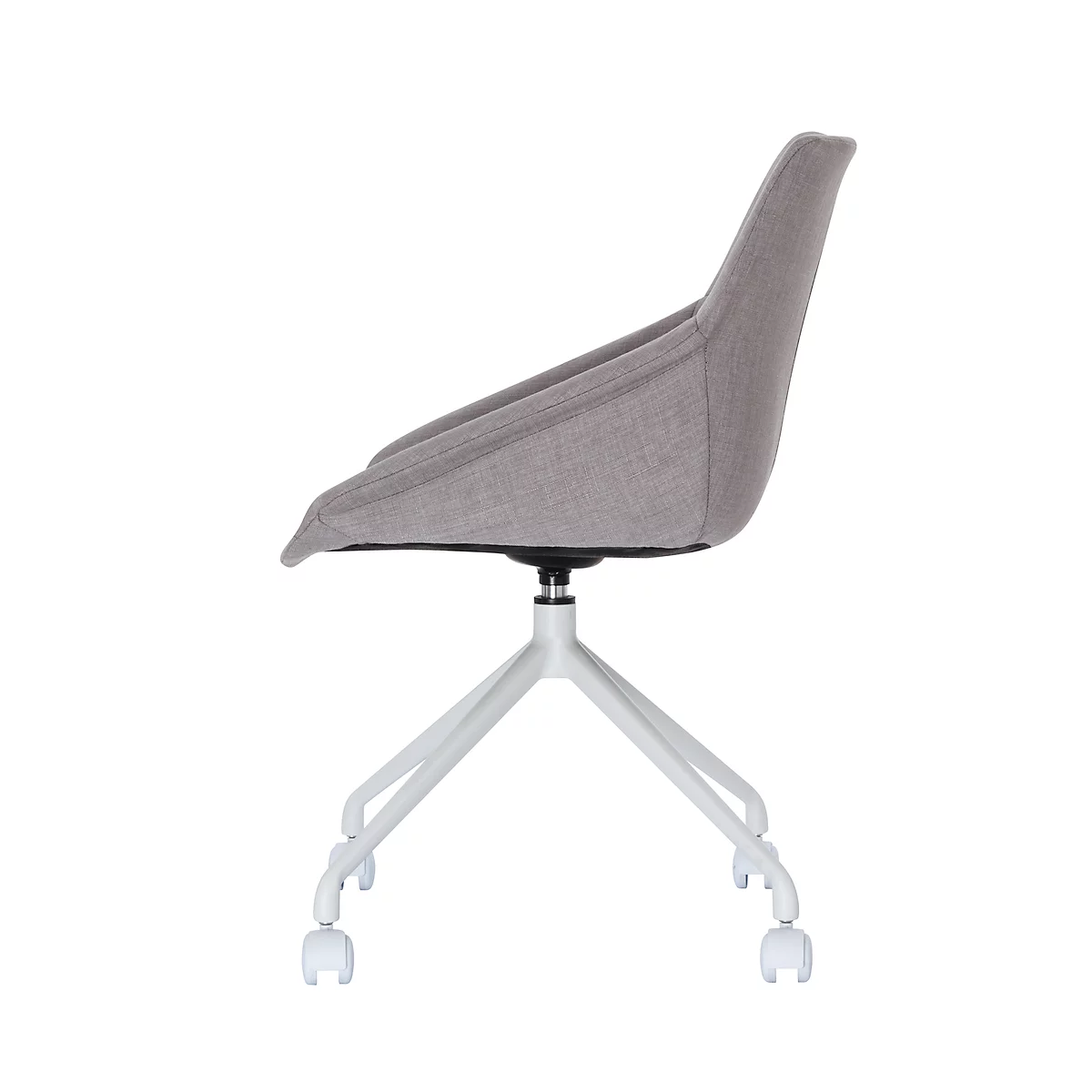 Silla con carcasa Luge, juego de 2, An 555 x P 580 x Al 840 mm, giratorio 360°, ruedas, acolchado, polipropileno y acero barnizado, gris/blanco