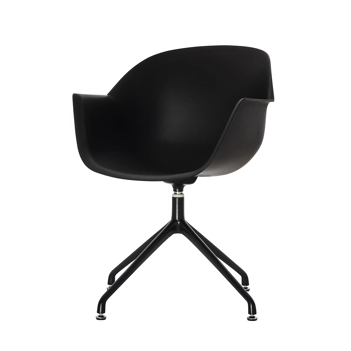 Silla con carcasa Moon, juego de 2, An 600 x P 575 x Al 830 mm, giratorio 360°, polipropileno y acero barnizado, negro