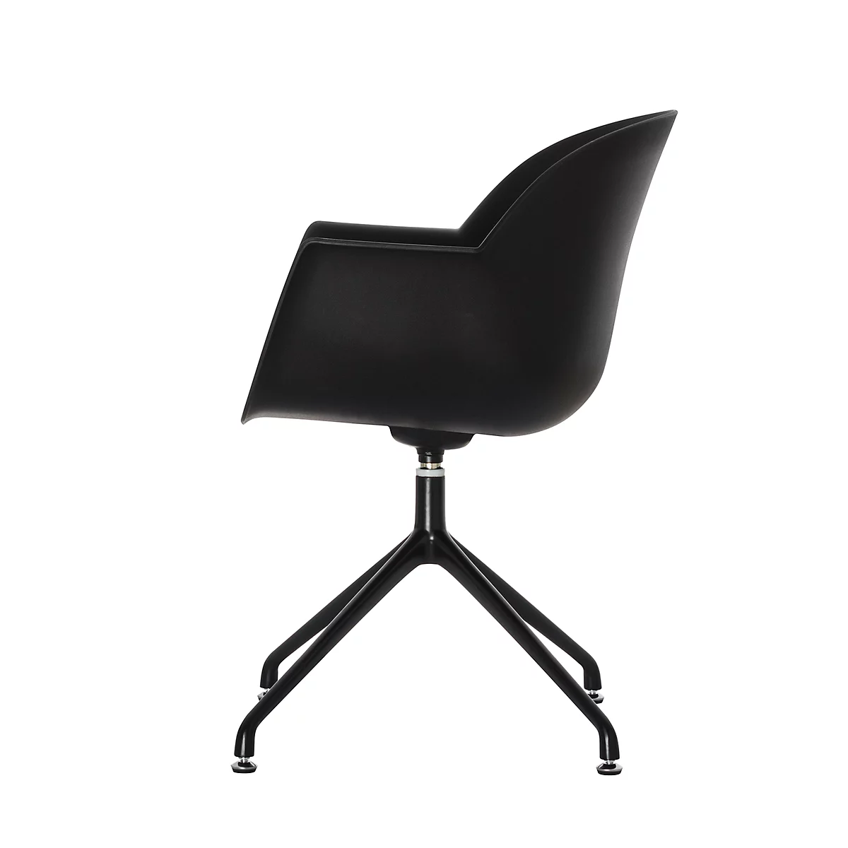 Silla con carcasa Moon, juego de 2, An 600 x P 575 x Al 830 mm, giratorio 360°, polipropileno y acero barnizado, negro