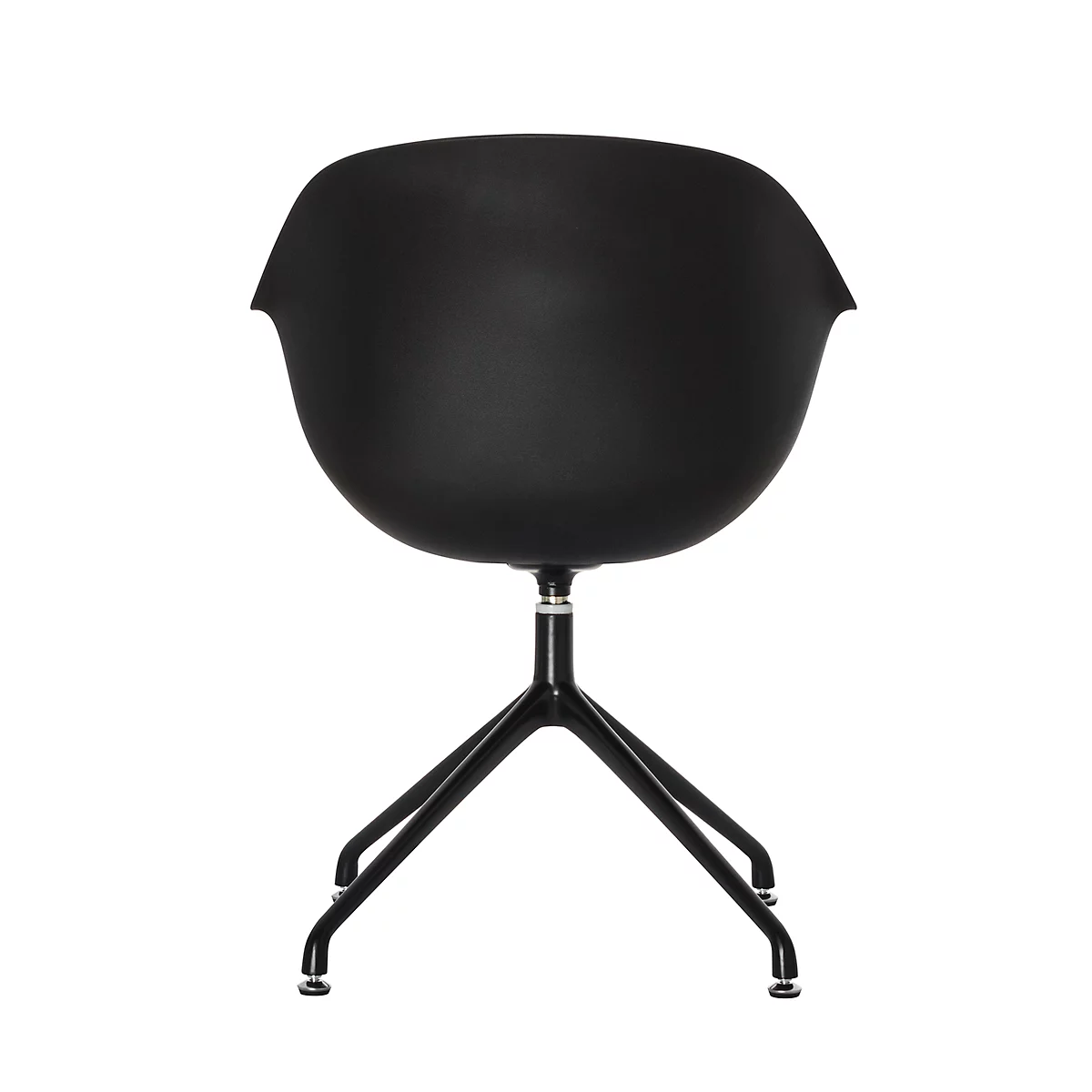 Silla con carcasa Moon, juego de 2, An 600 x P 575 x Al 830 mm, giratorio 360°, polipropileno y acero barnizado, negro