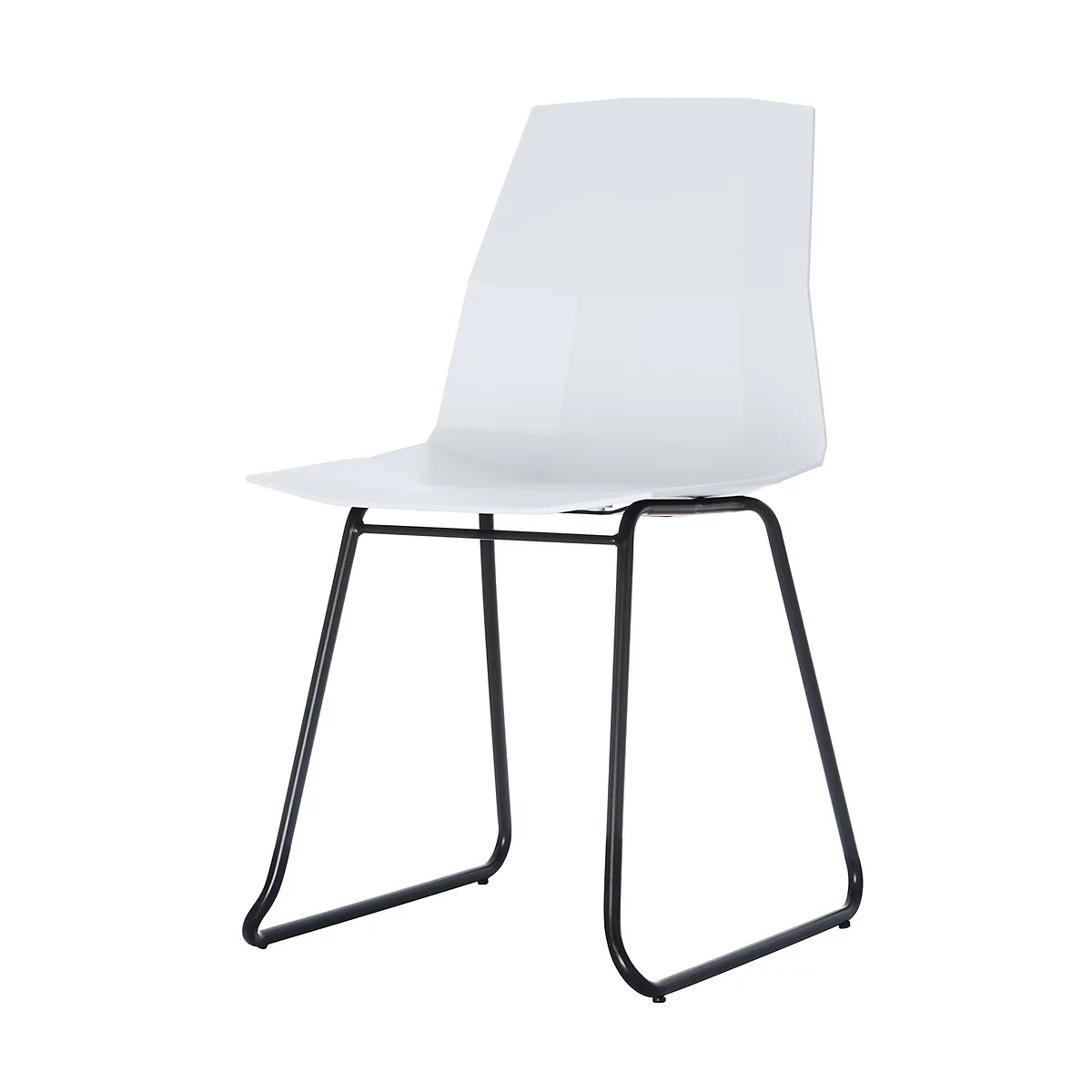 Silla con carcasa Paperflow CUBE, acero barnizado, carcasa de asiento plástico, altura del asiento 460 mm, juego de 2, blanco