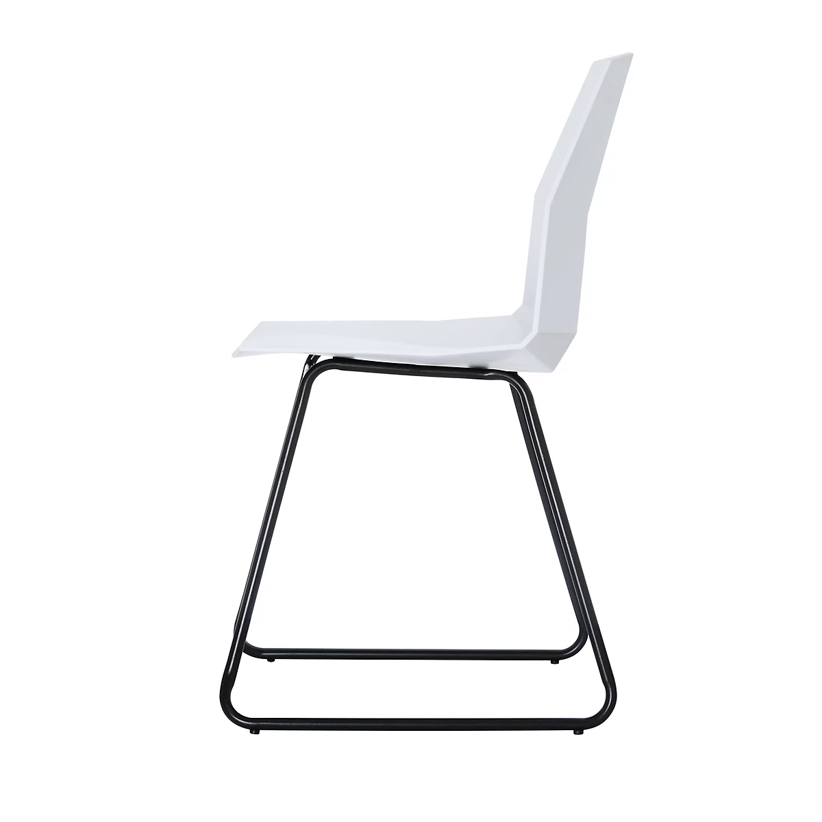 Silla con carcasa Paperflow CUBE, acero barnizado, carcasa de asiento plástico, altura del asiento 460 mm, juego de 2, blanco