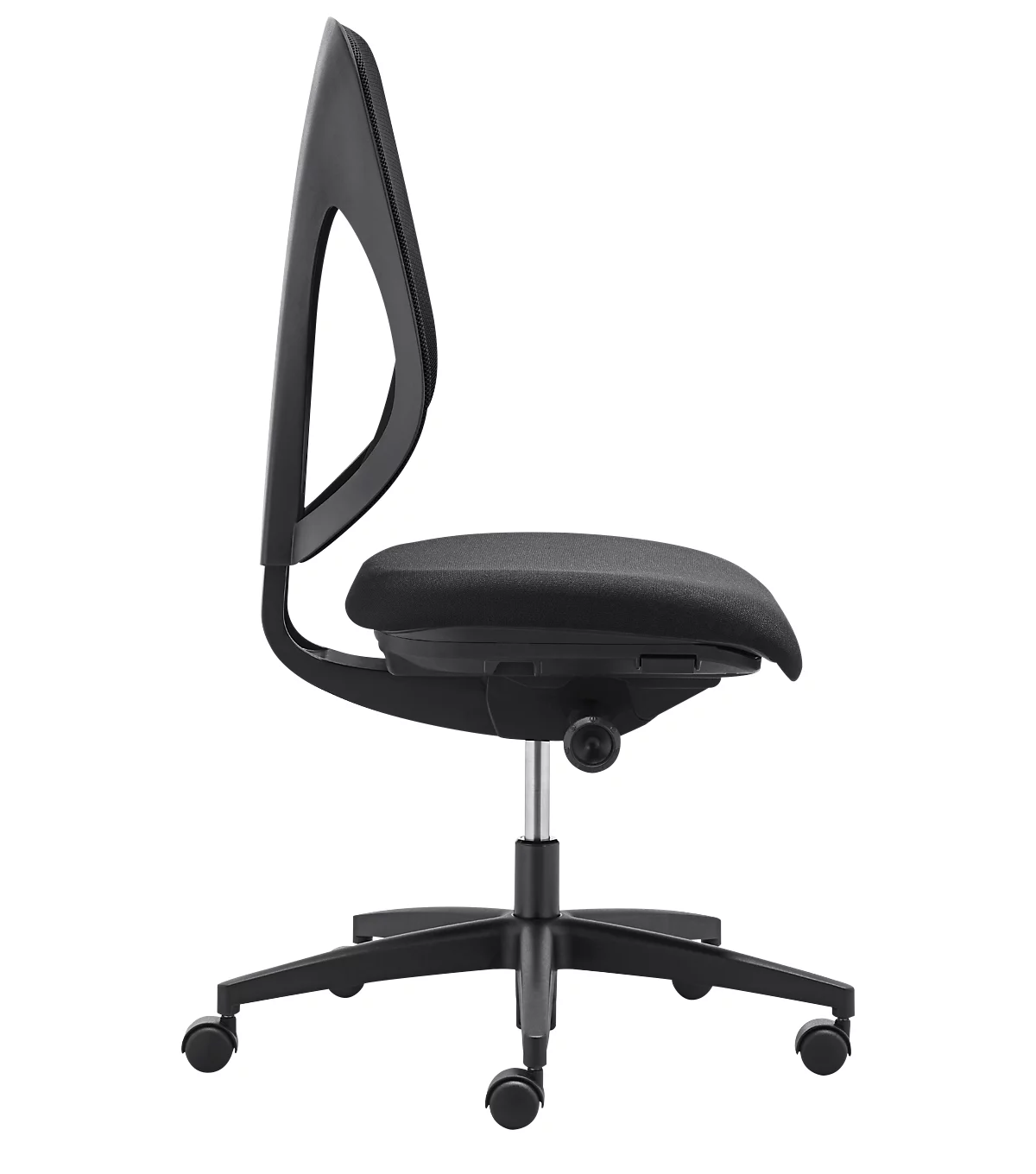 Silla de oficina Giroflex 353, con reposabrazos, mecanismo autosincrónico, asiento contorneado, respaldo de malla 3D, negro/negro