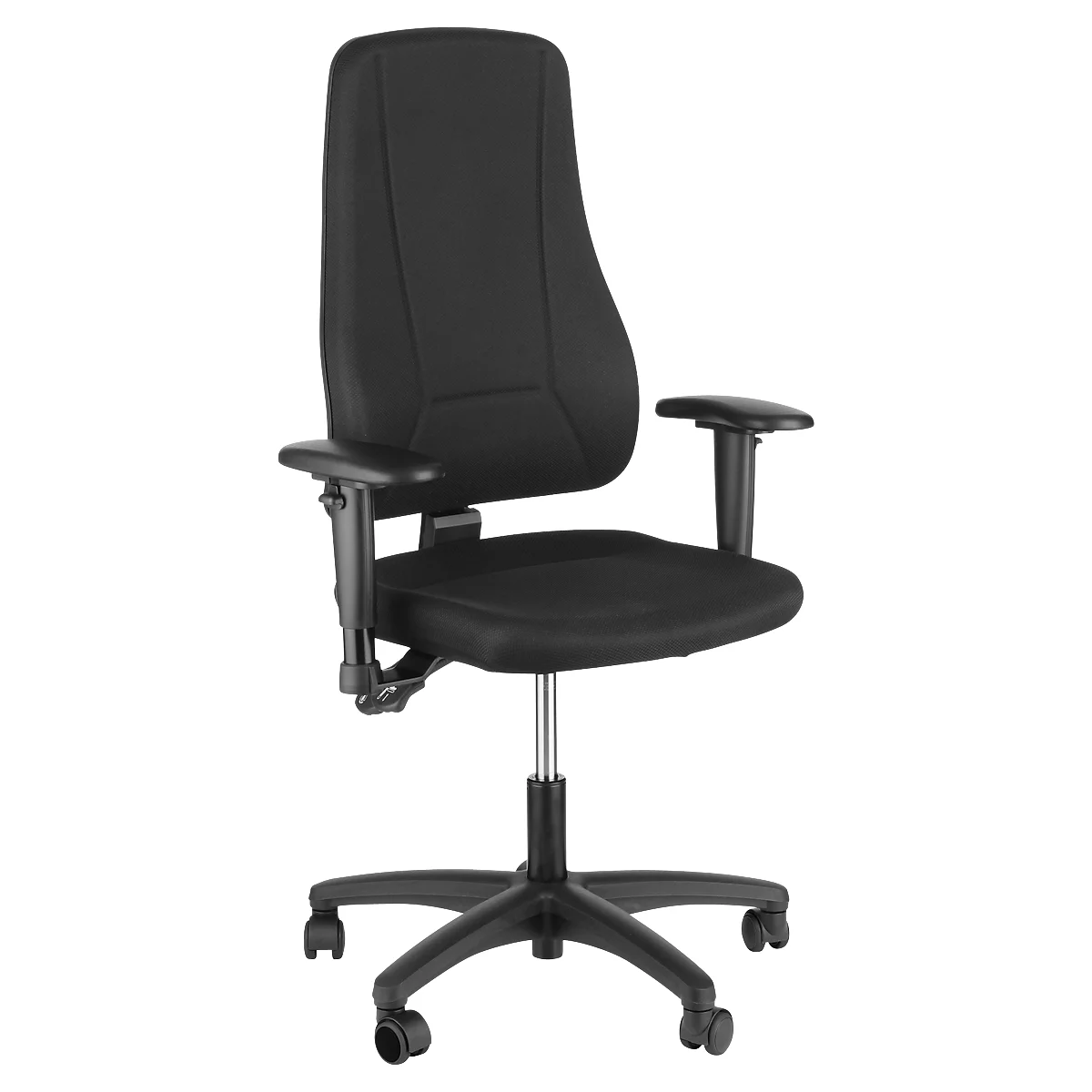 Silla de oficina Prosedia YOUNICO PLUS 3, contacto permanente, sin apoyabrazos, respaldo alto en 3D