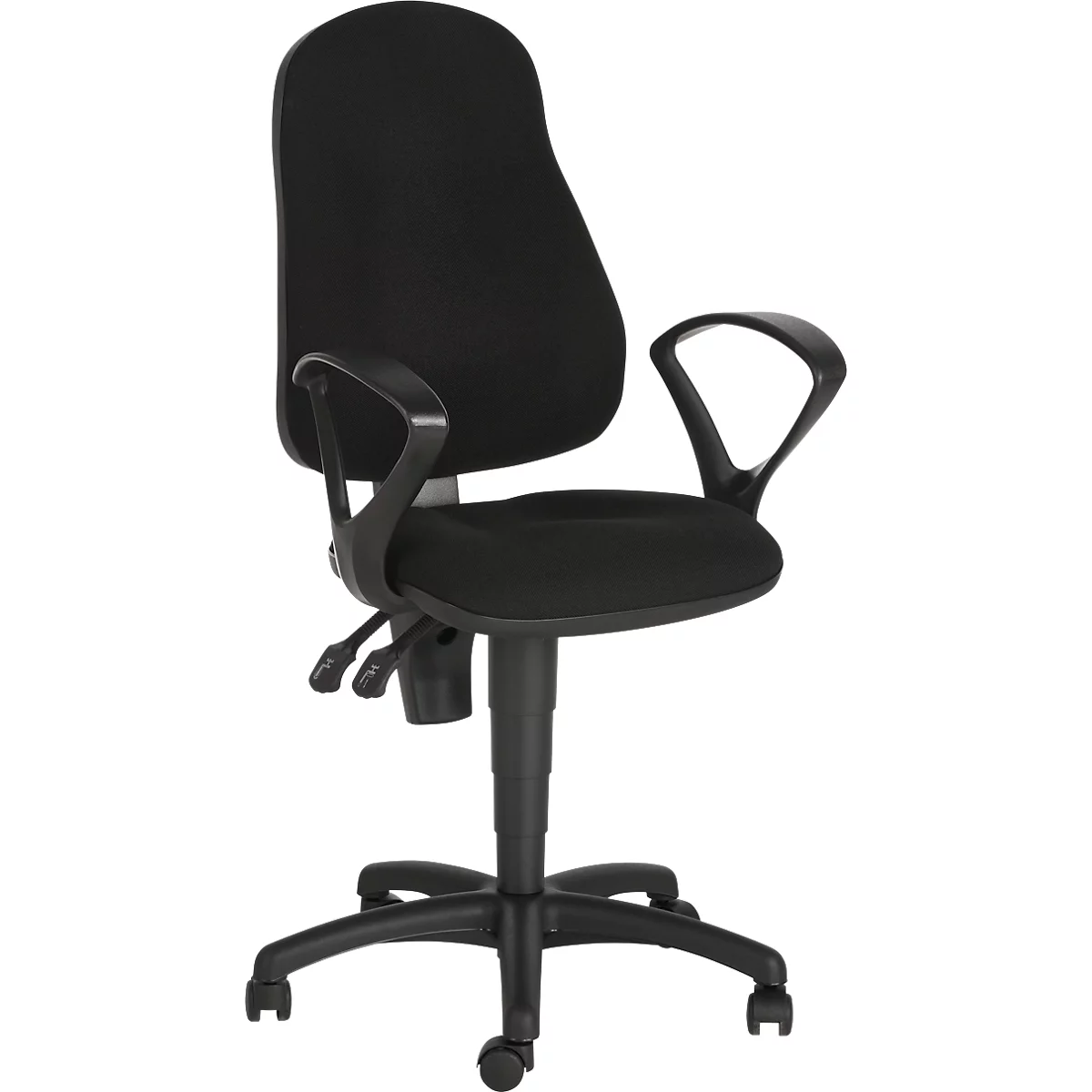 Silla de oficina Punkt Ergo, contacto permanente, con reposabrazos, respaldo ergonómico, asiento ancho, negro 