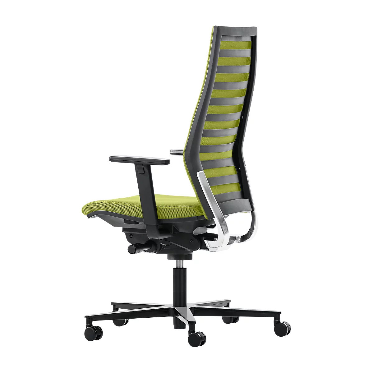 Silla de oficina R 12, con reposabrazos, armazón negro, verde