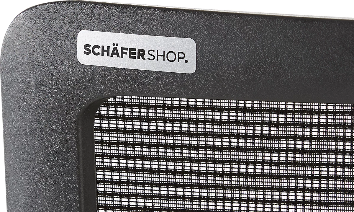 Silla de oficina Schäfer Shop Select NET MATIC, con reposabrazos, mecanismo de auto-sincronización, asiento contorneado, respaldo de malla, negro/plata